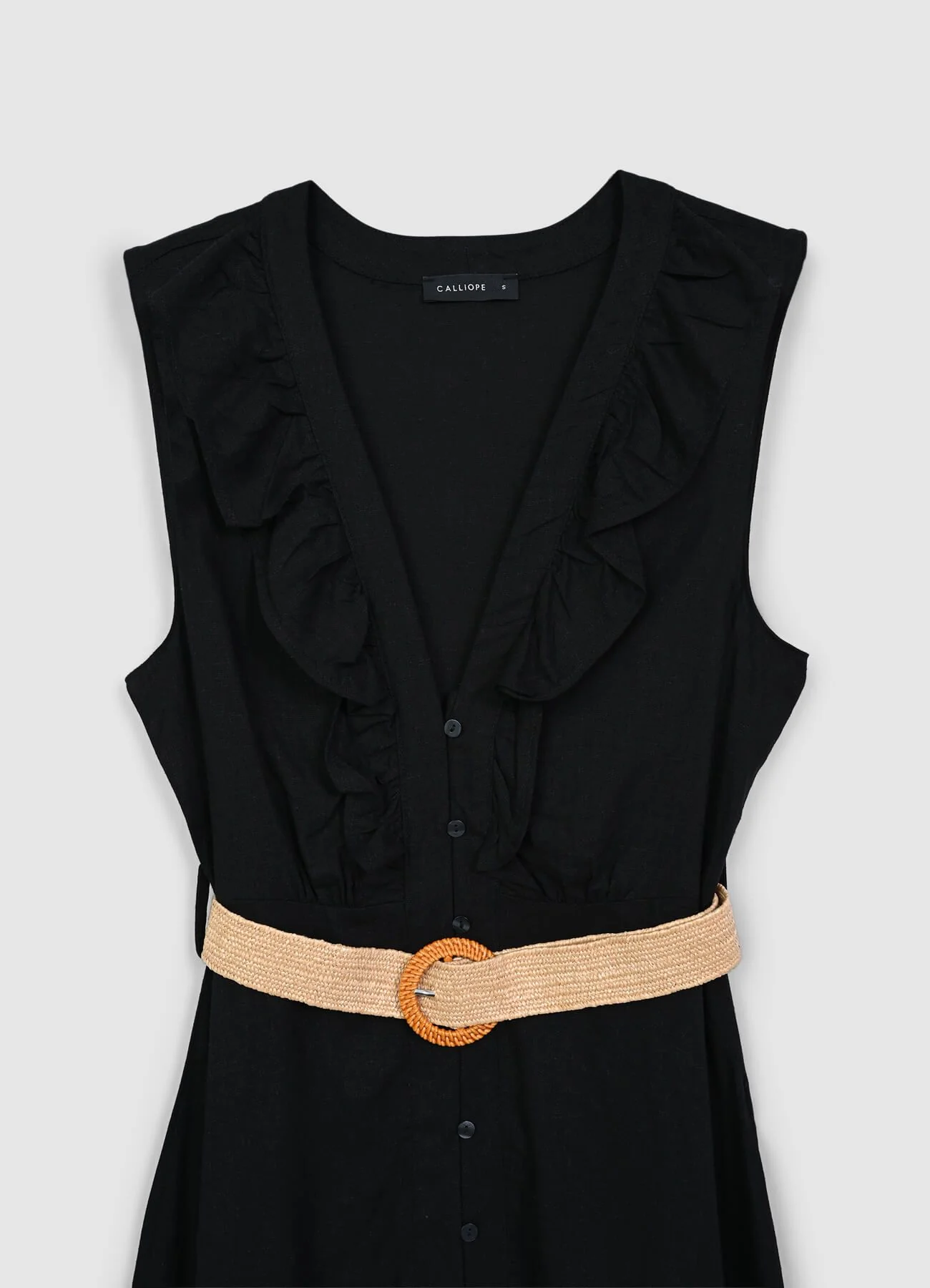 Abito chemisier con frill e cintura - Image 5
