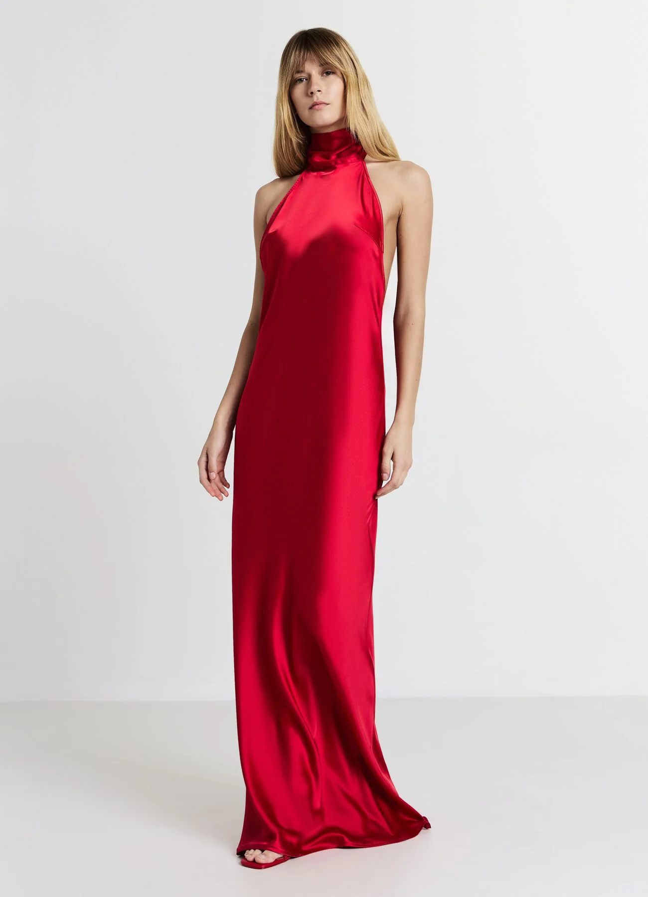 Abito lungo halterneck simil satin - Image 2