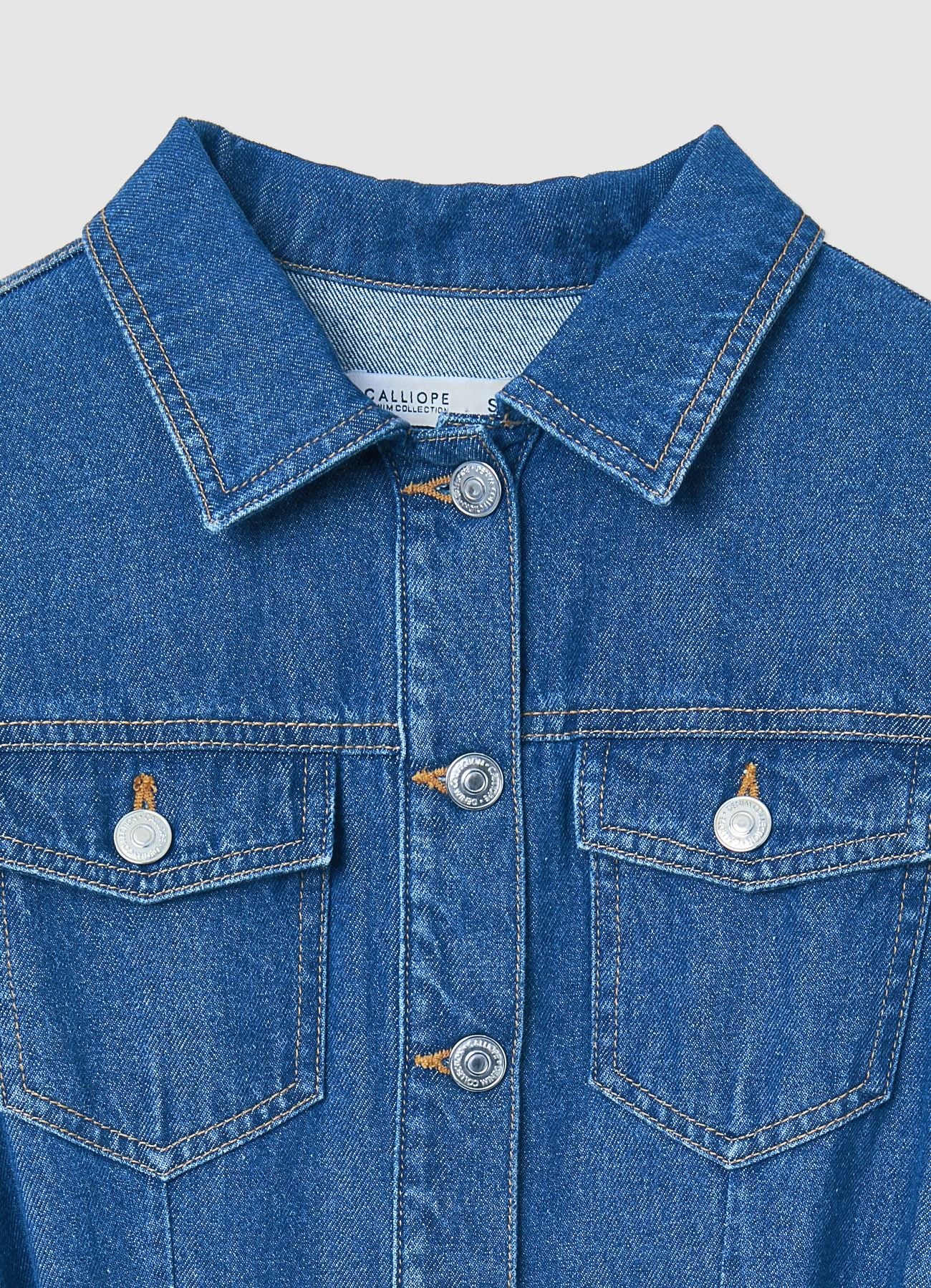 Abito lungo in denim con cintura - Image 6