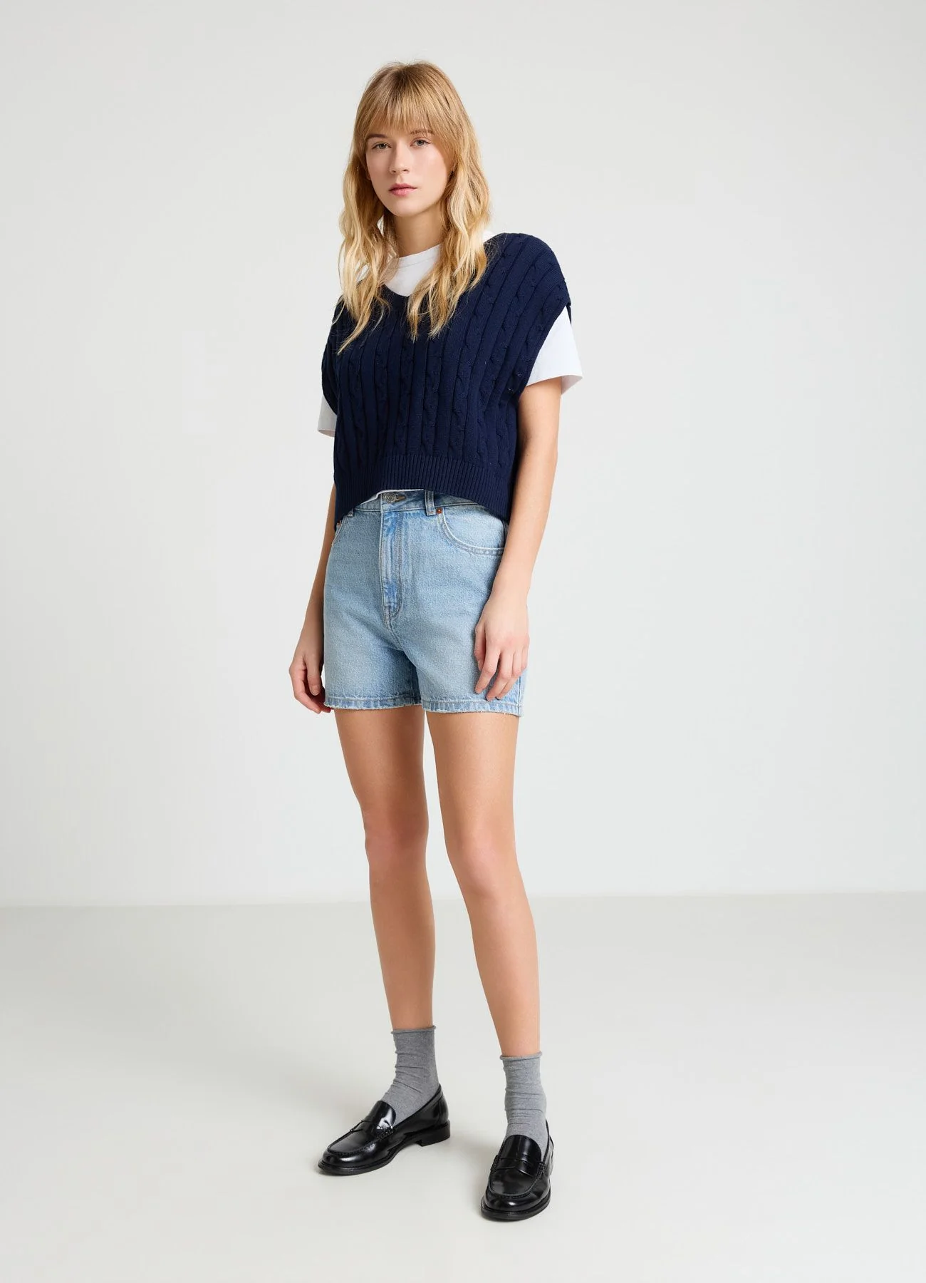 Bermuda denim a vita alta - Image 3