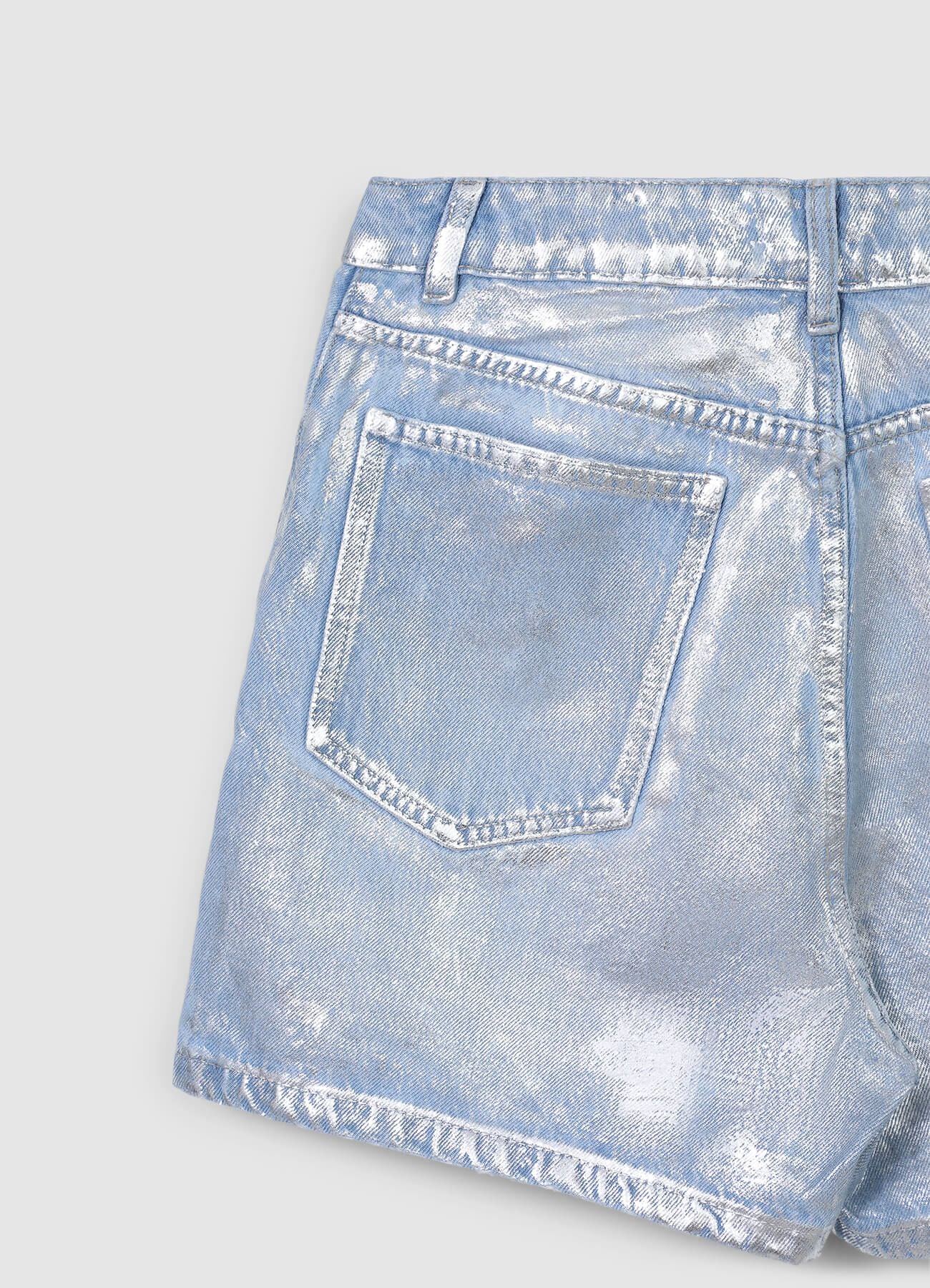 Bermuda vita alta denim tessuto spalmato - Image 3