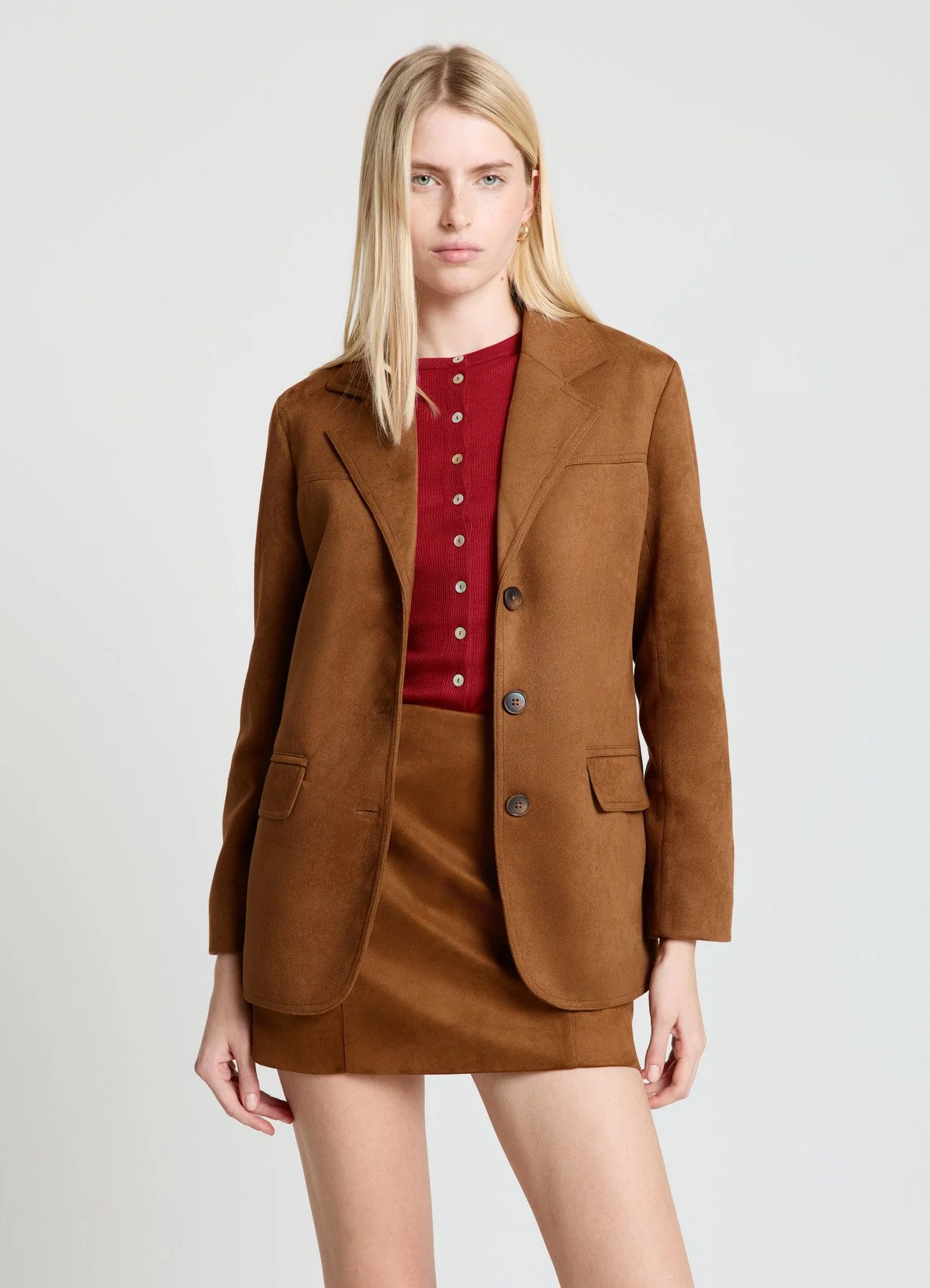 Blazer monopetto effetto scamosciato - Image 2