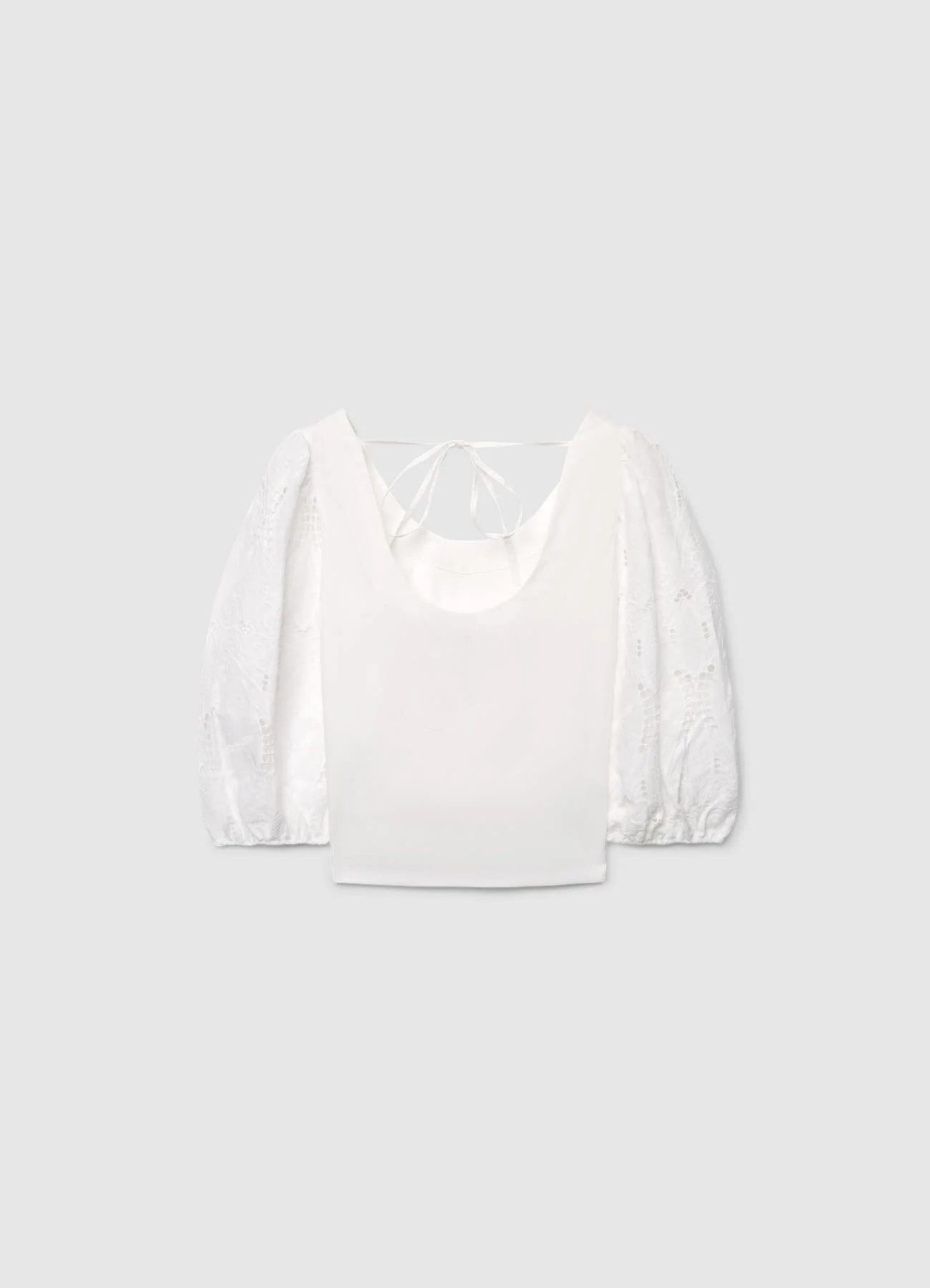 Blusa con maniche sangallo e scollo ampio - Image 5