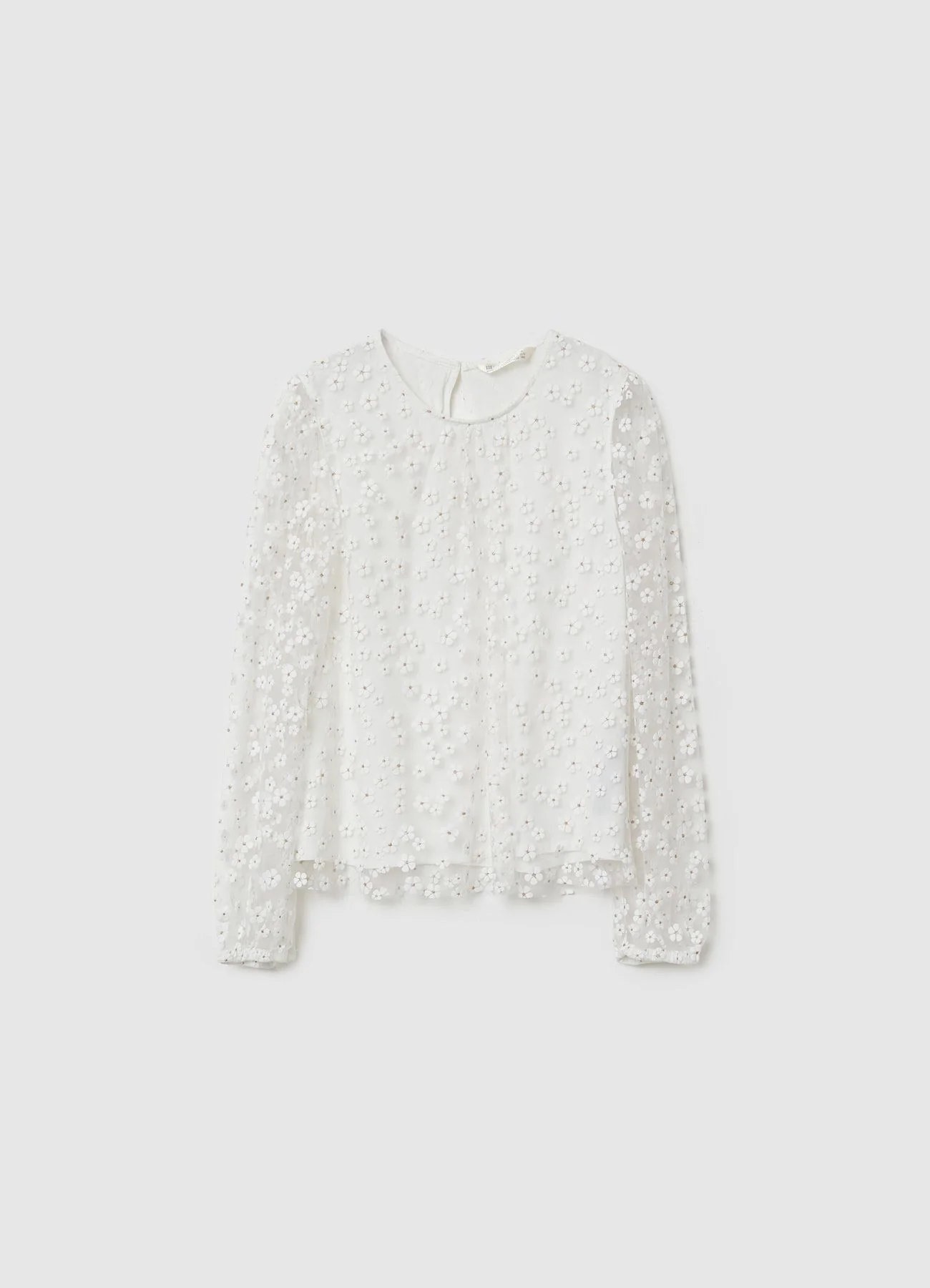 Blusa con ricami floreali e maniche lunghe - Image 3