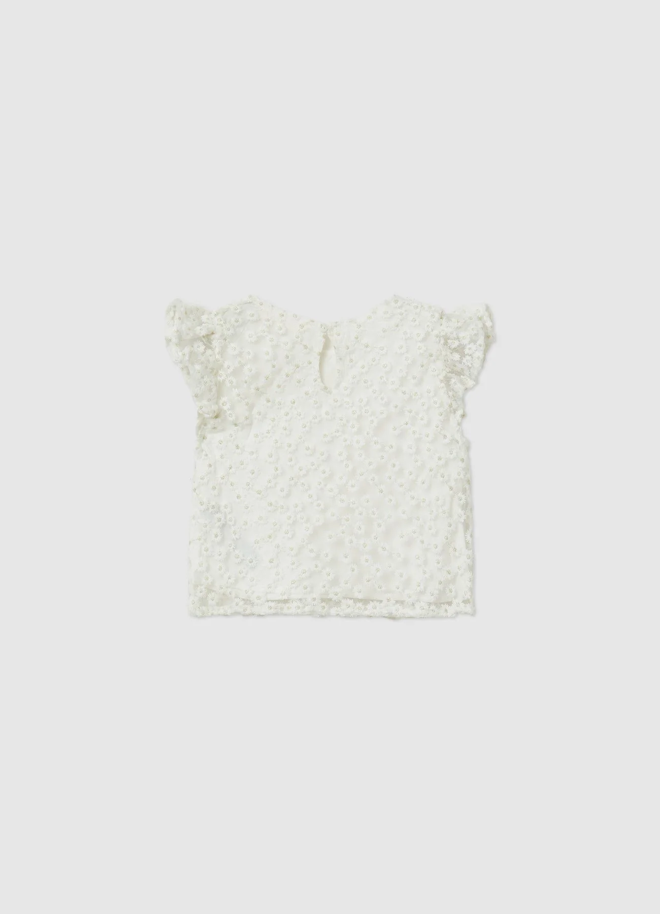 Blusa con ricamo fiori e volant - Image 2