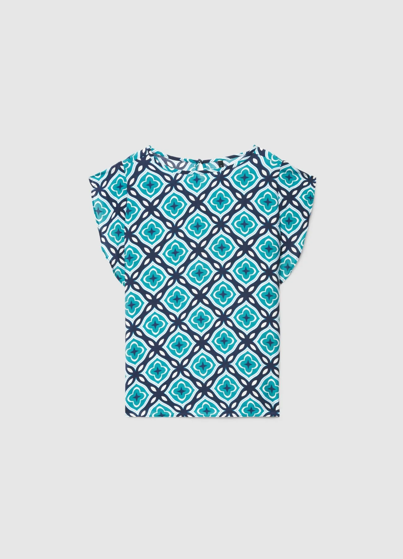 Blusa con stampa geometrica e maniche a rouche - Image 5