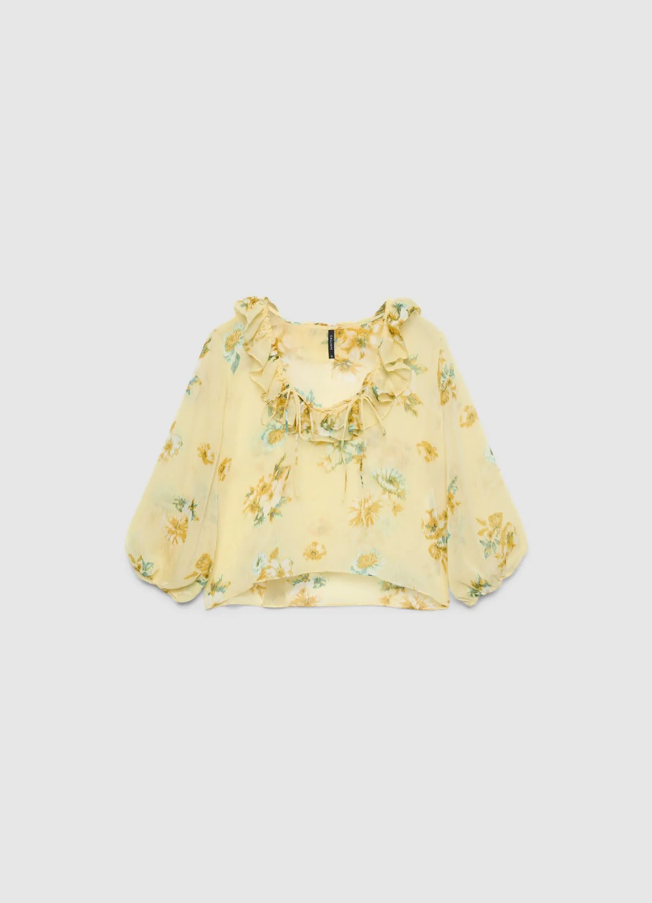 Blusa con volant e laccetti a stampa floreale - Image 4