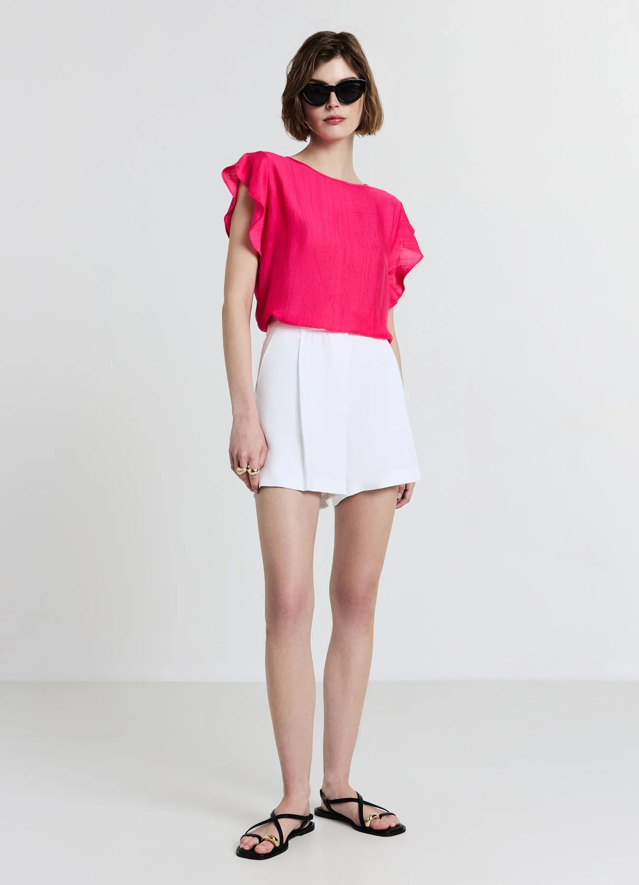 Blusa maniche con rouches