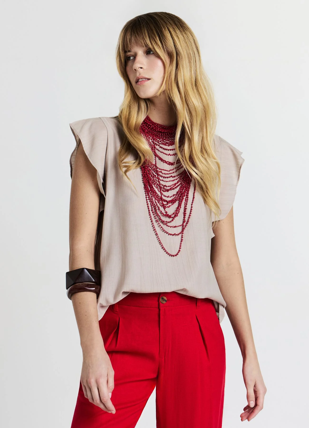 Blusa maniche con rouches - Image 7