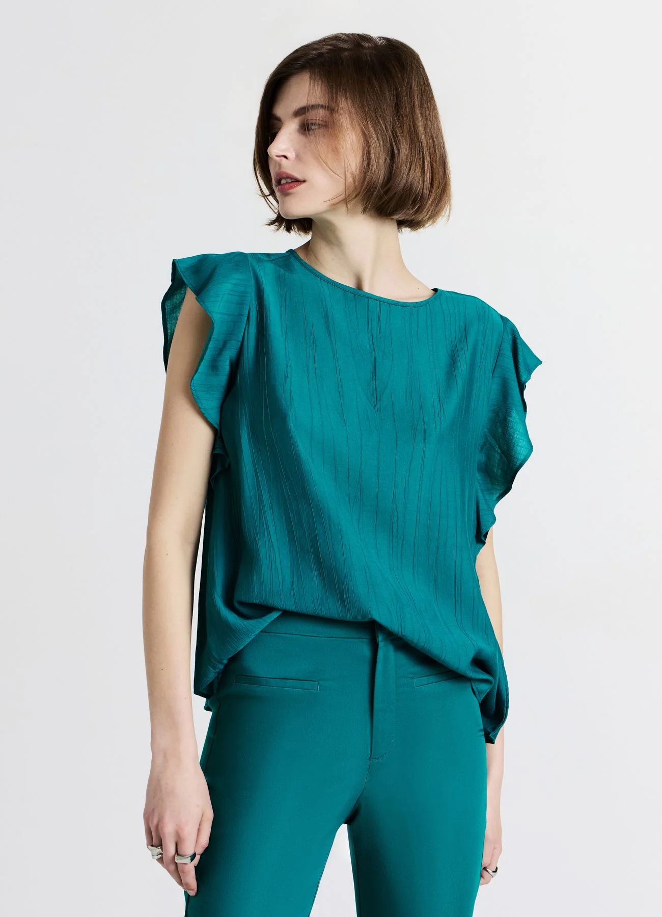 Blusa maniche con rouches - Image 2