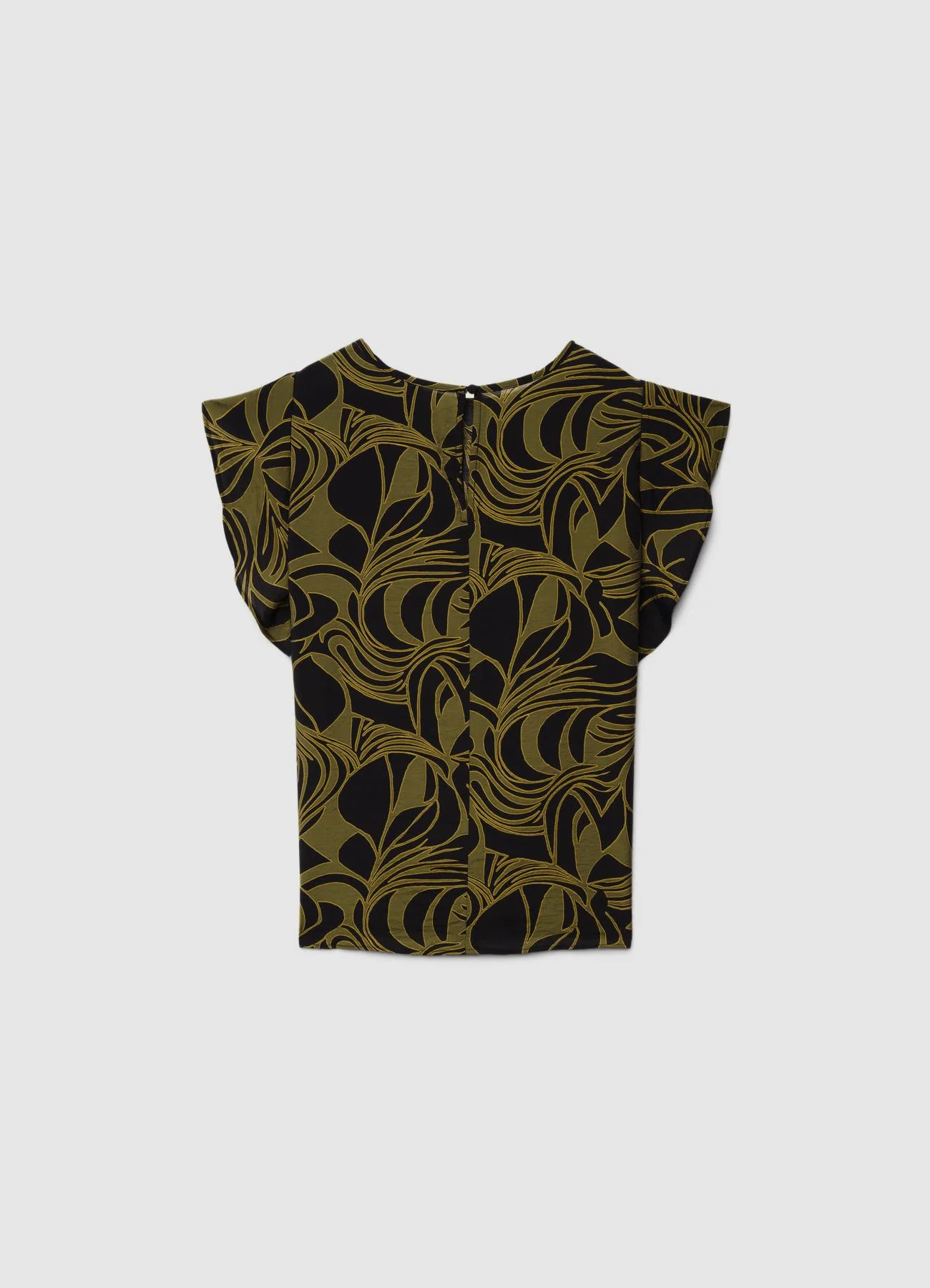Blusa maniche corte con rouches e stampa fogliame - Image 6