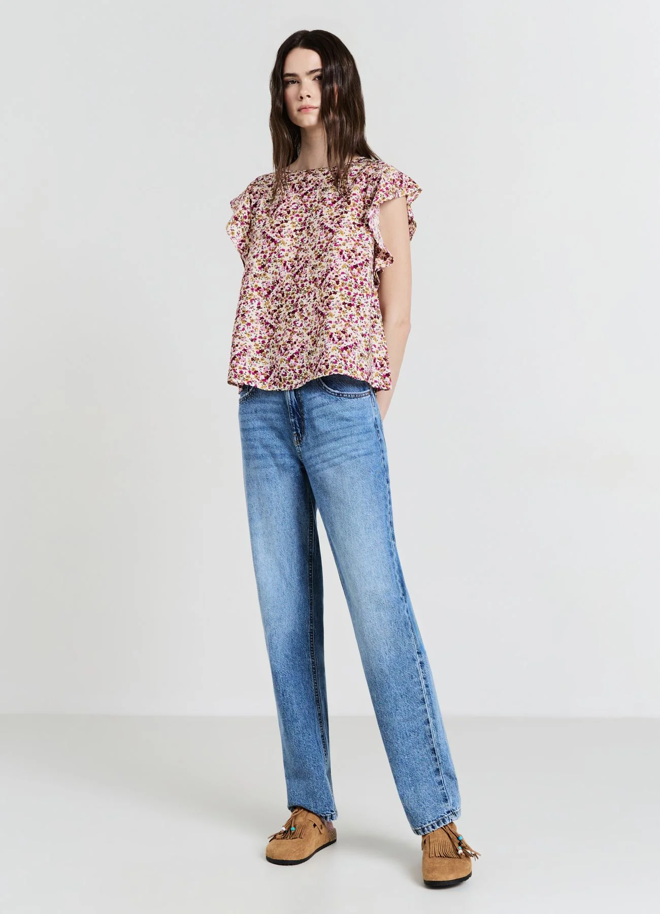 Blusa rouches fantasia fiori - Image 3