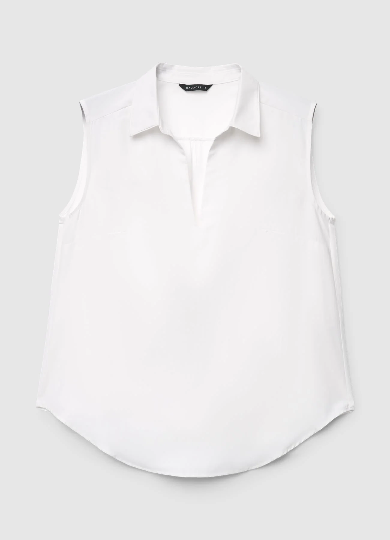 Blusa smanicata con colletto classico e scollo a V - Image 5