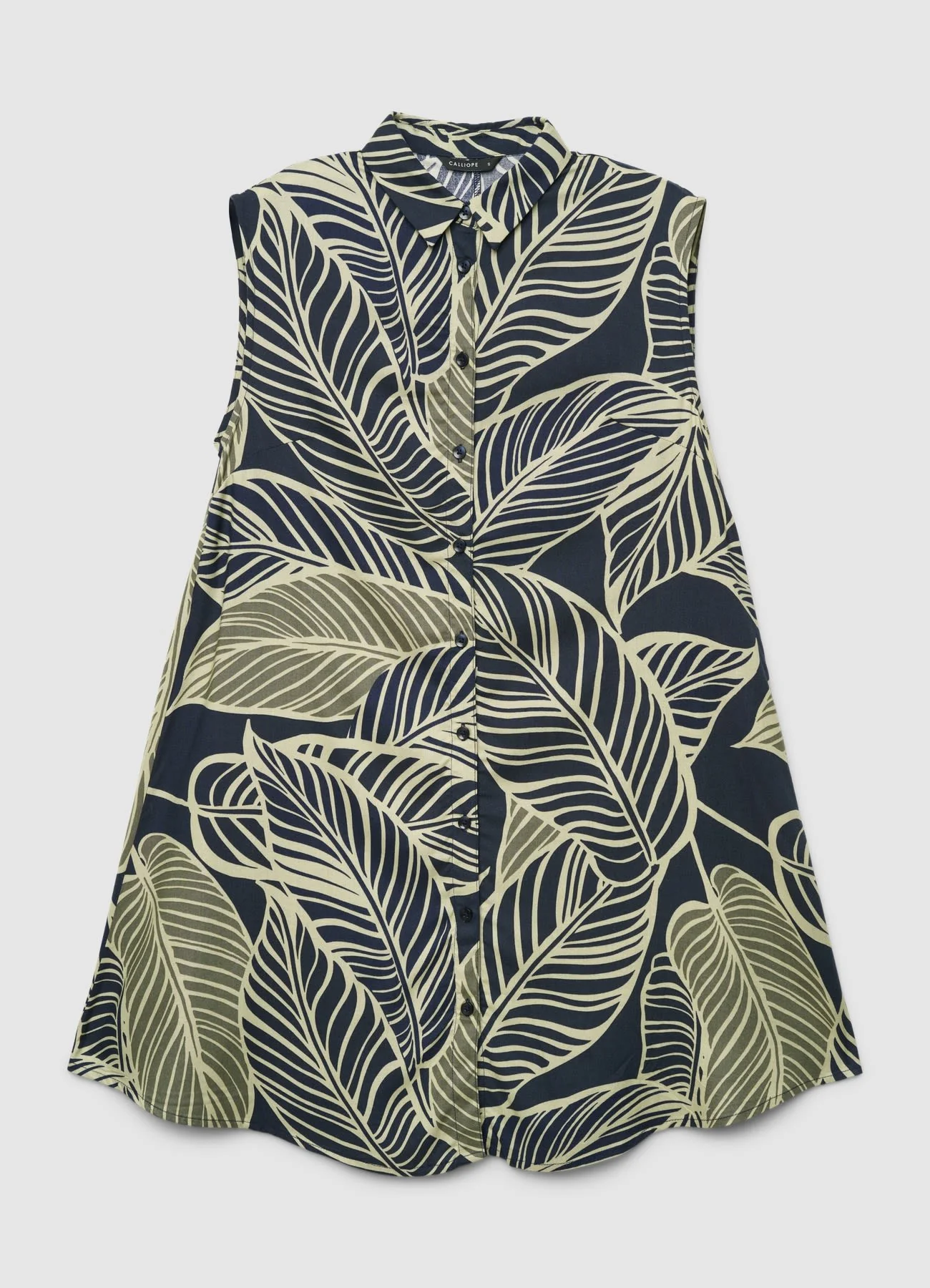Blusa smanicata stampa foglie - Image 4