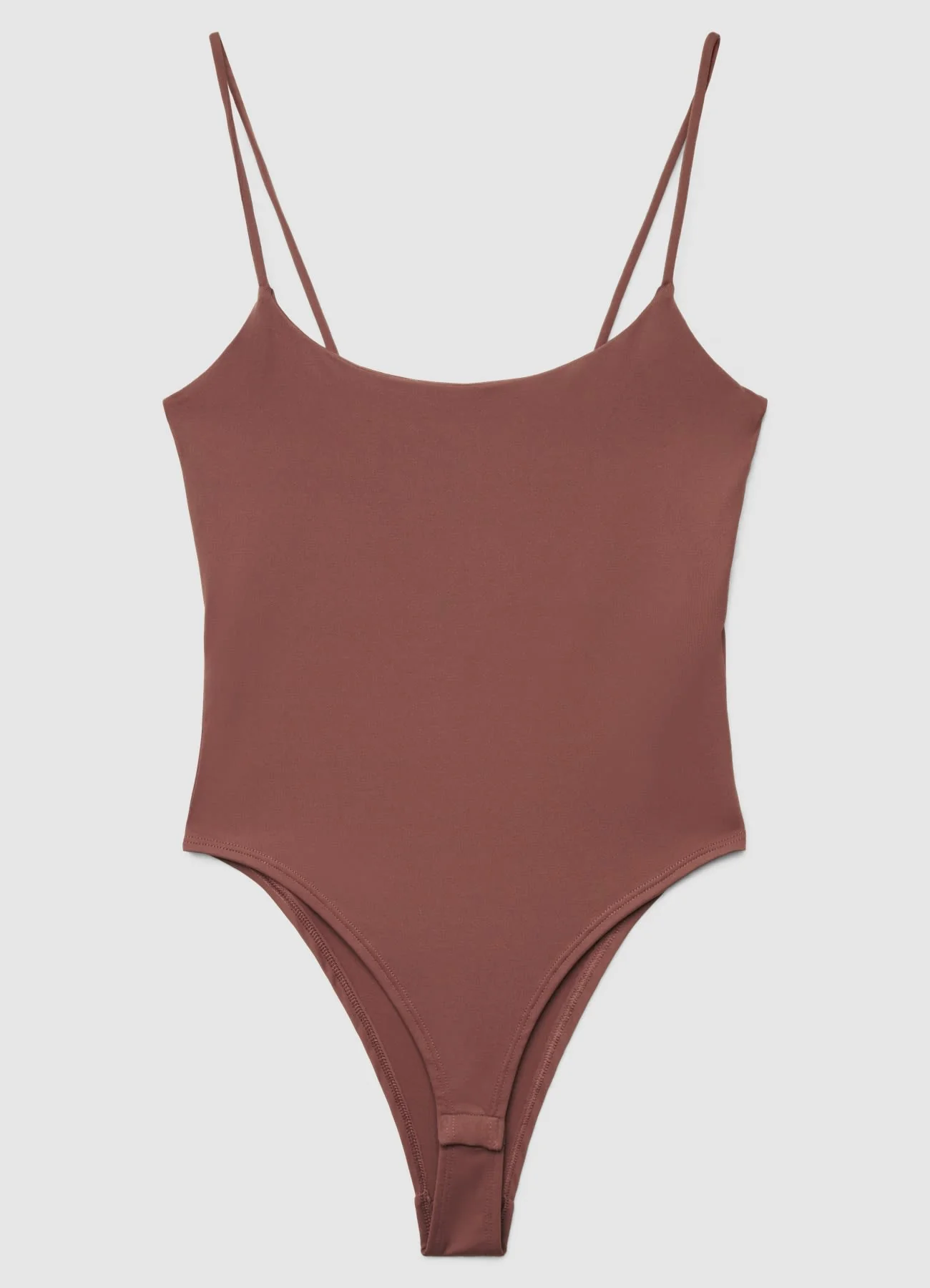 Body con spalline sottili a tinta unita - Image 3