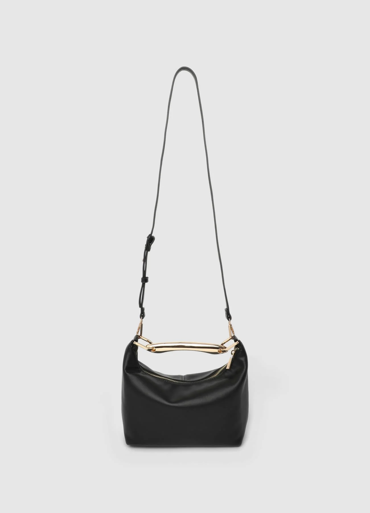 Borsa a mano con manico metallico dorato - Image 4