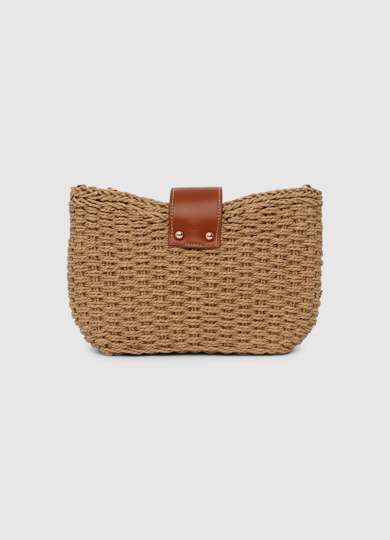 Borsa a tracolla in paglia con catena - Image 2