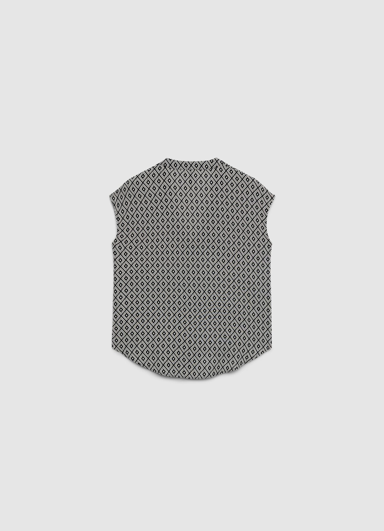 Camicia a maniche corte con stampa geometrica e collo coreano - Image 4