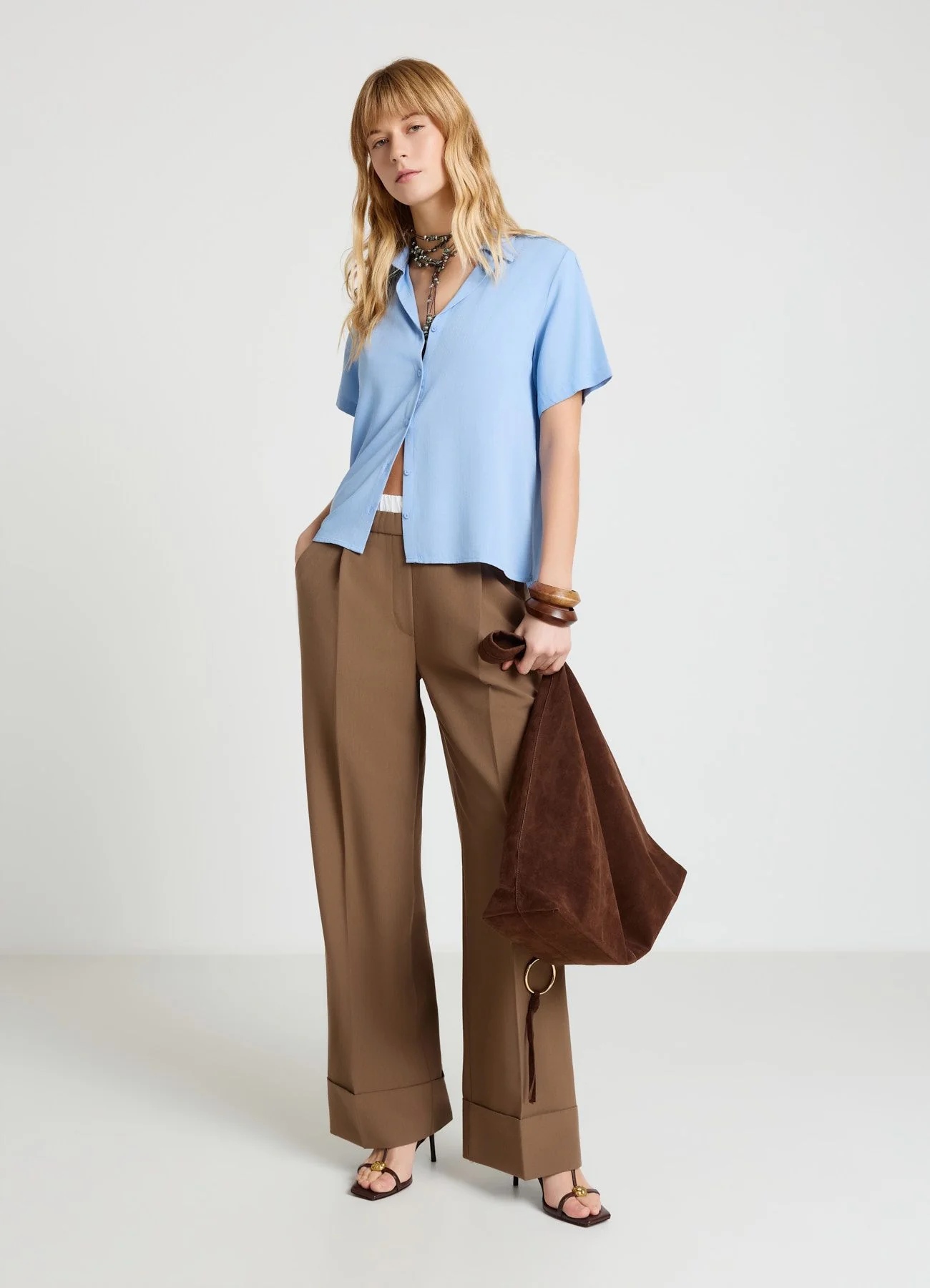 Camicia a maniche corte tinta unita