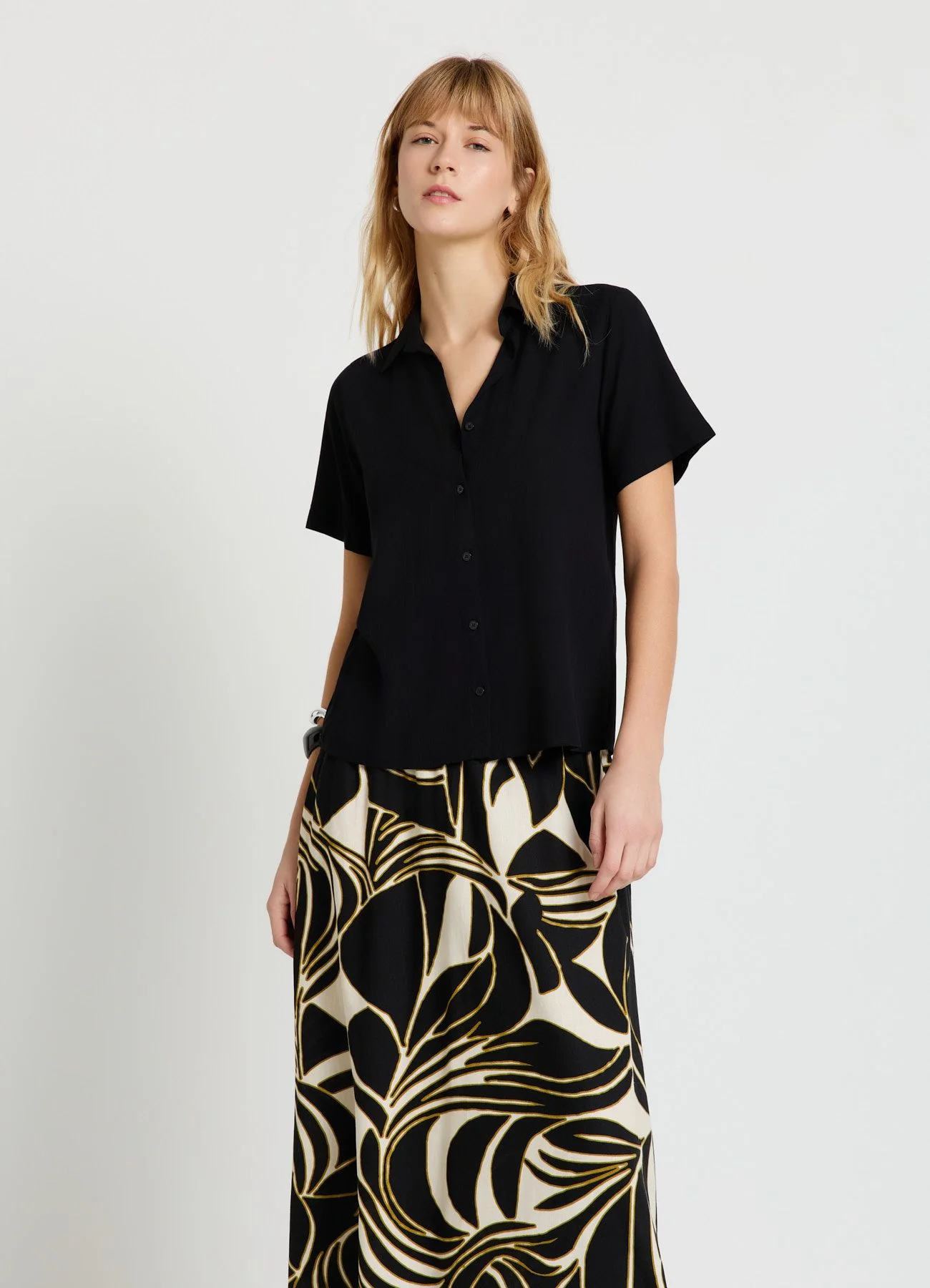 Camicia a maniche corte tinta unita
