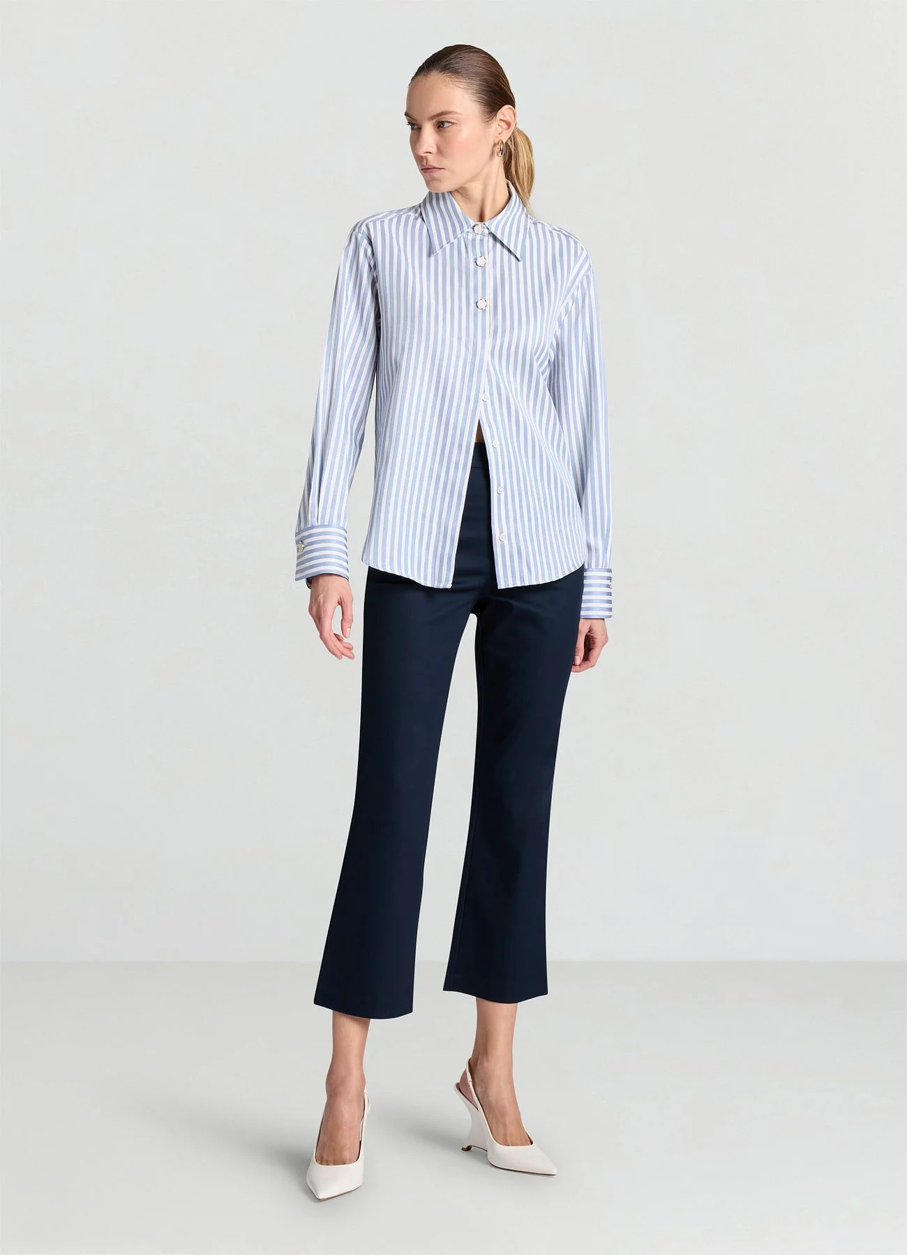 Camicia a righe con bottoni gioiello - Image 3