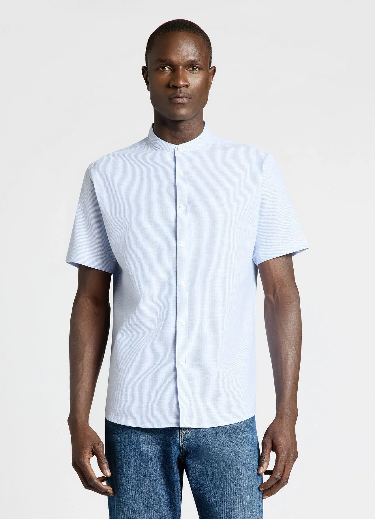 Camicia a righe con colletto coreano - Image 3