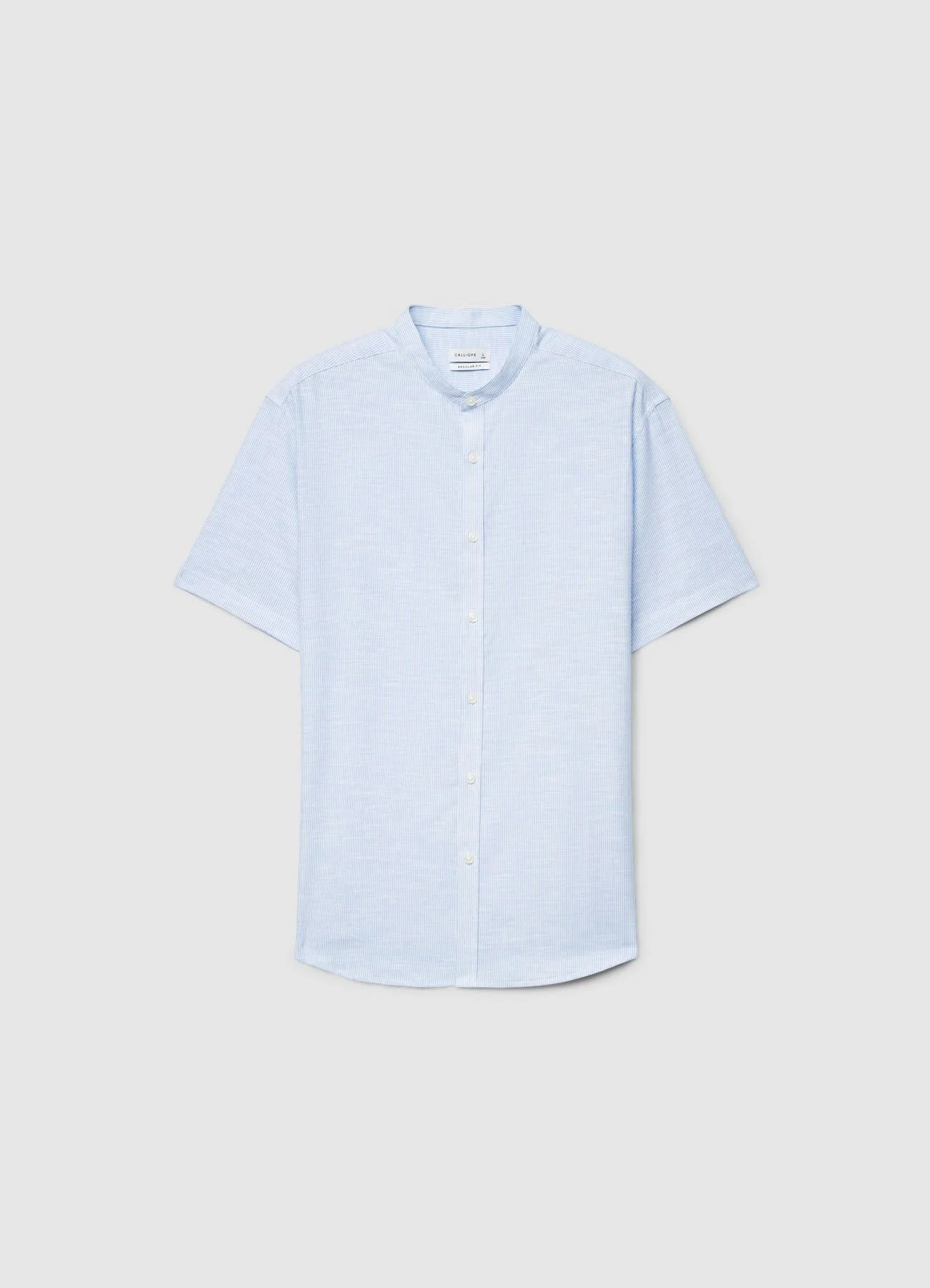 Camicia a righe con colletto coreano - Image 4