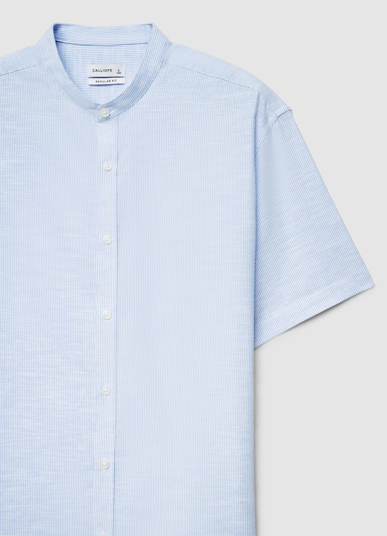 Camicia a righe con colletto coreano - Image 6