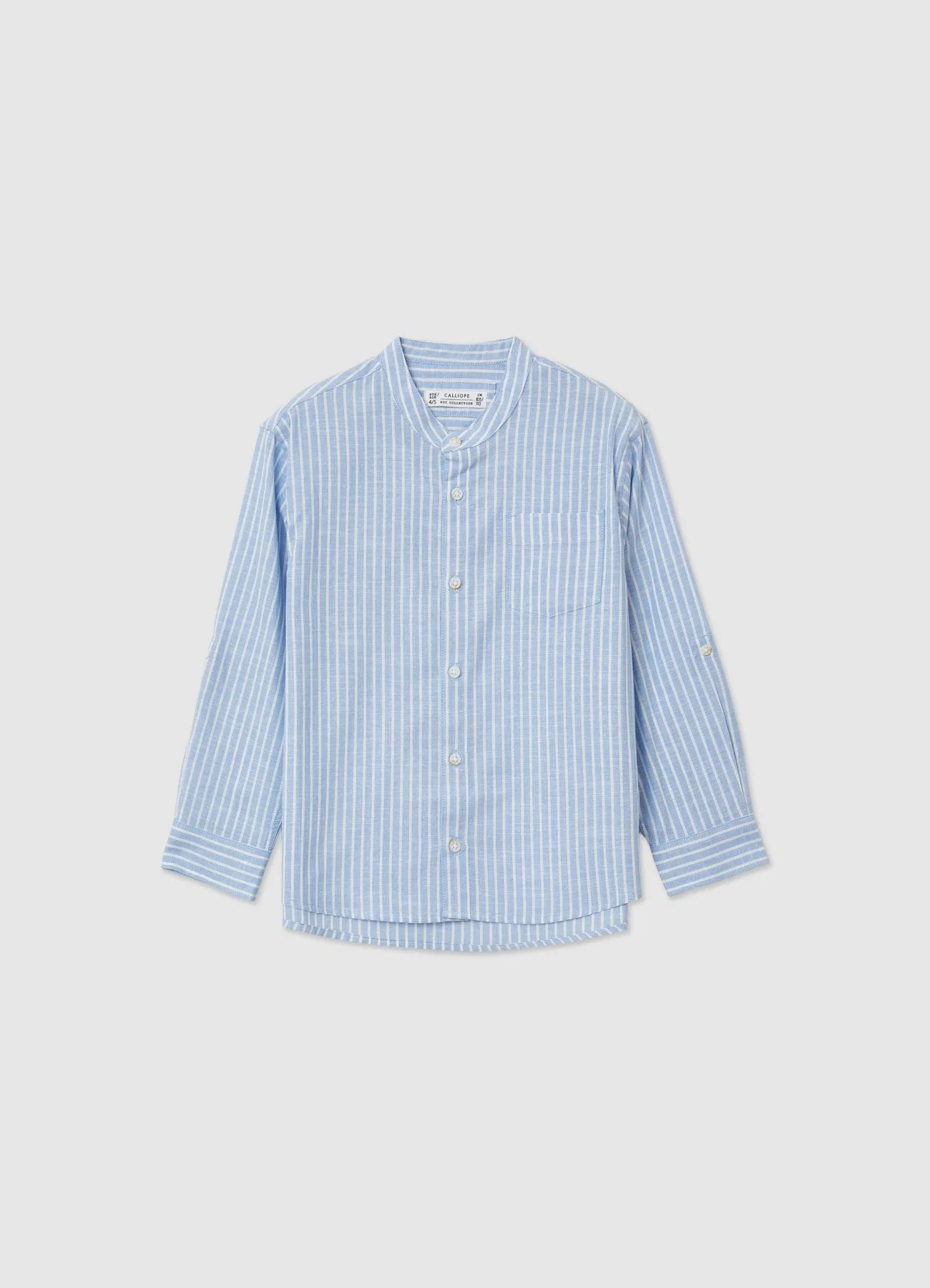 Camicia a righe con collo alla coreana - Image 2