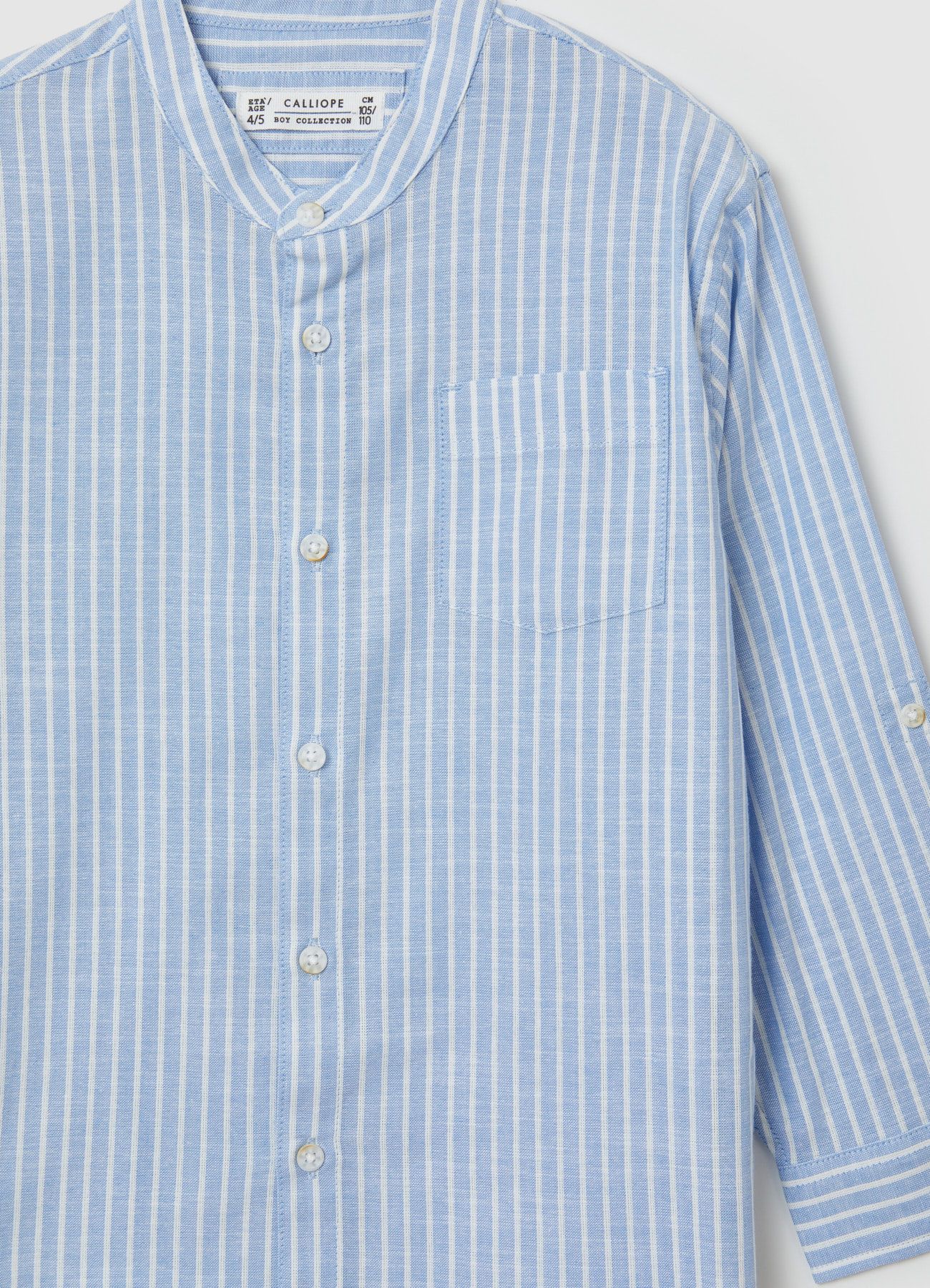 Camicia a righe con collo alla coreana - Image 3