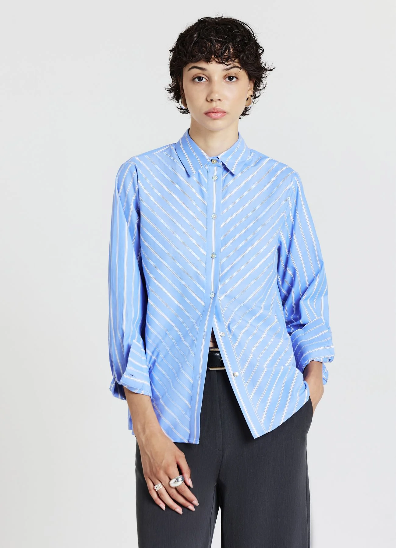Camicia a righe diagonali - Image 7