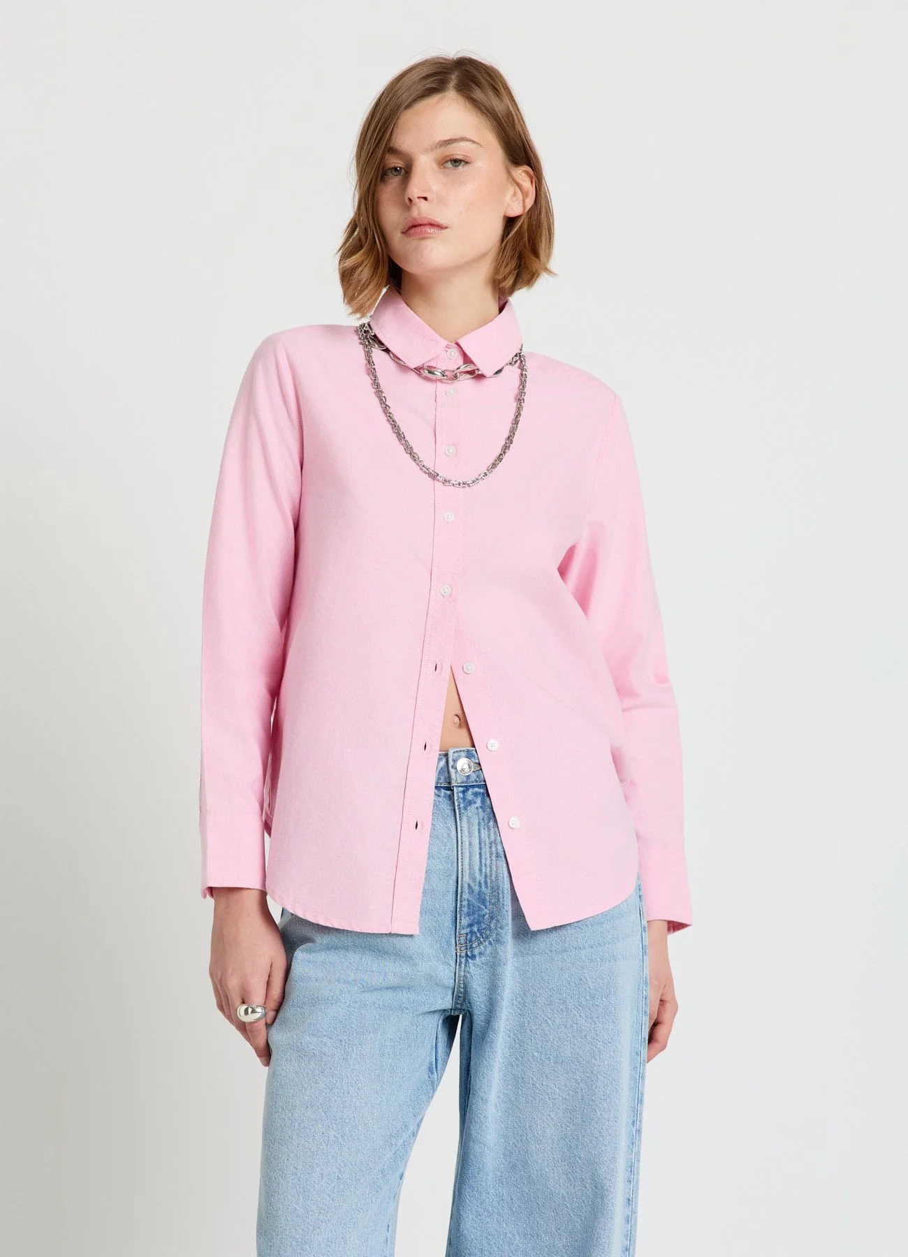 Camicia a tinta unita con colletto classico - Image 3