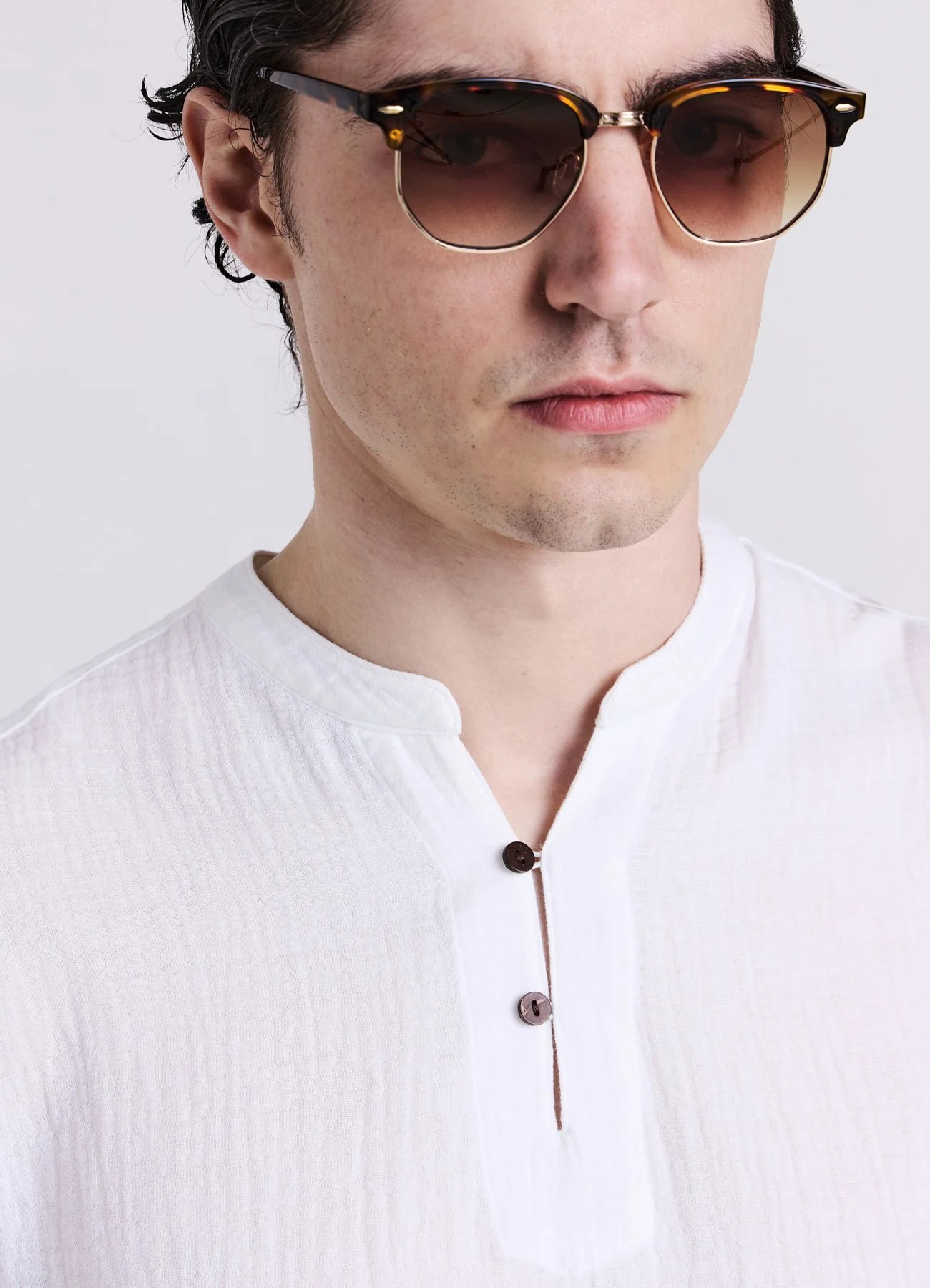 Camicia bottoncini tessuto goffrato - Image 3