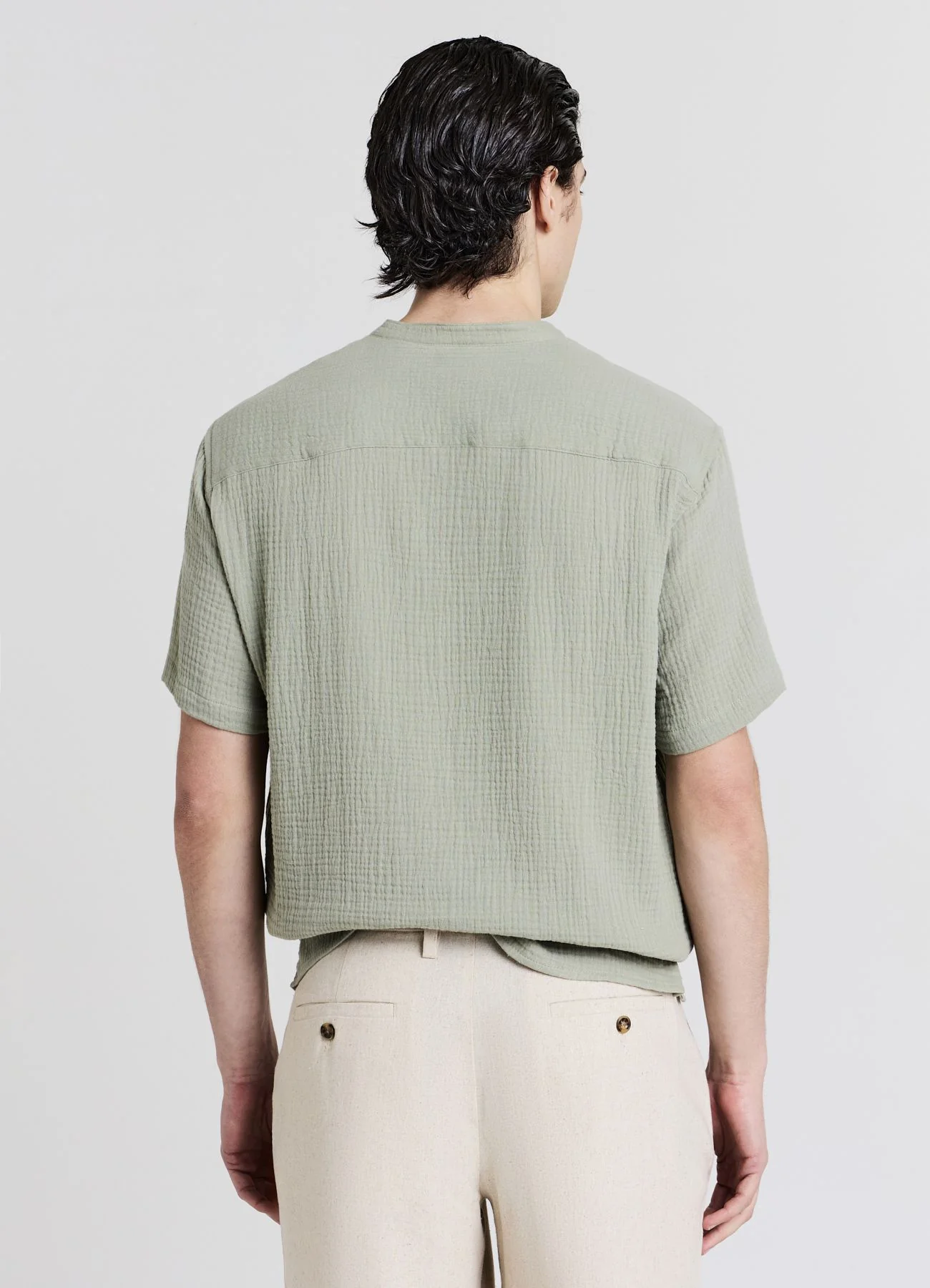 Camicia bottoncini tessuto goffrato - Image 2