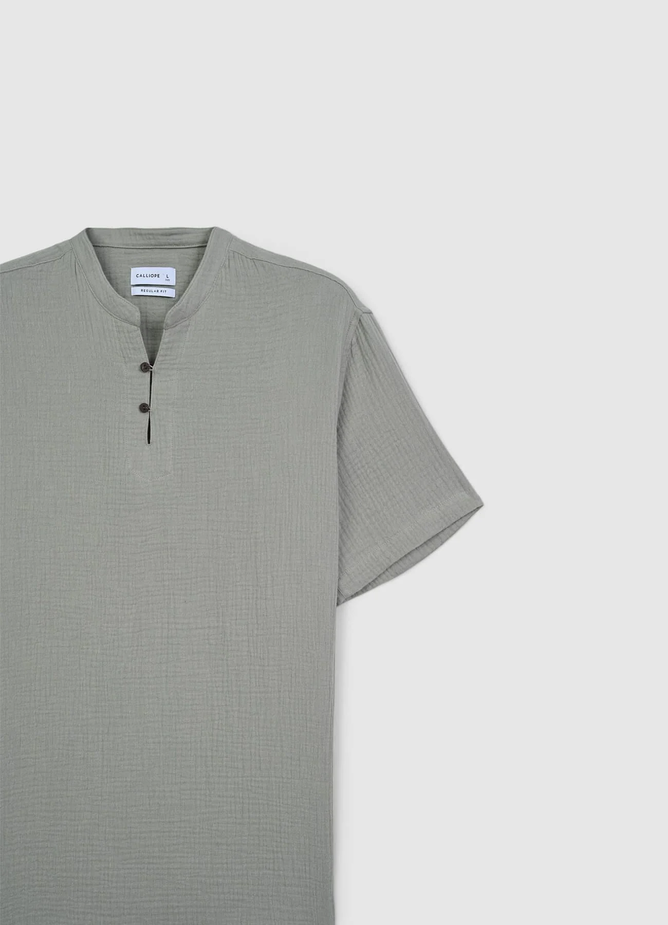 Camicia bottoncini tessuto goffrato - Image 5
