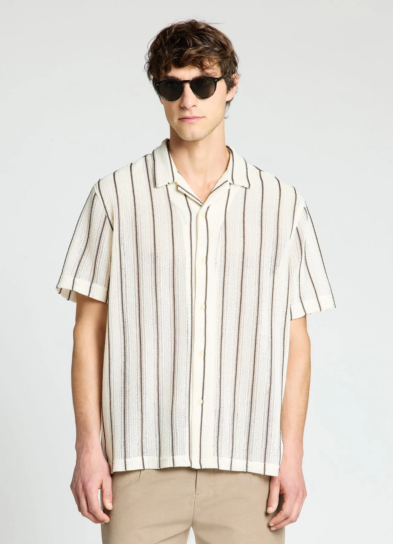 Camicia bowling a righe traforata - Image 3