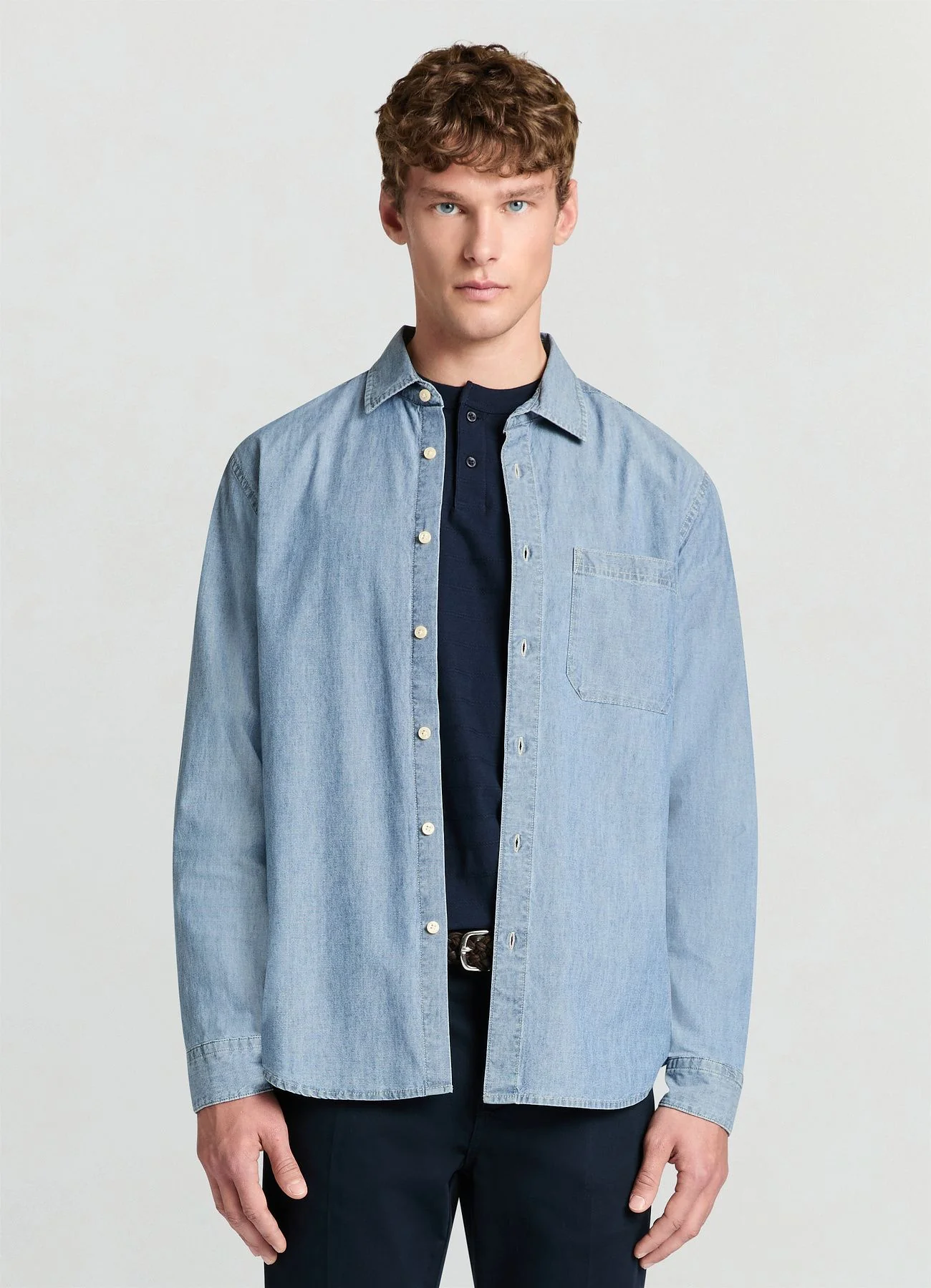 Camicia chambray con taschino