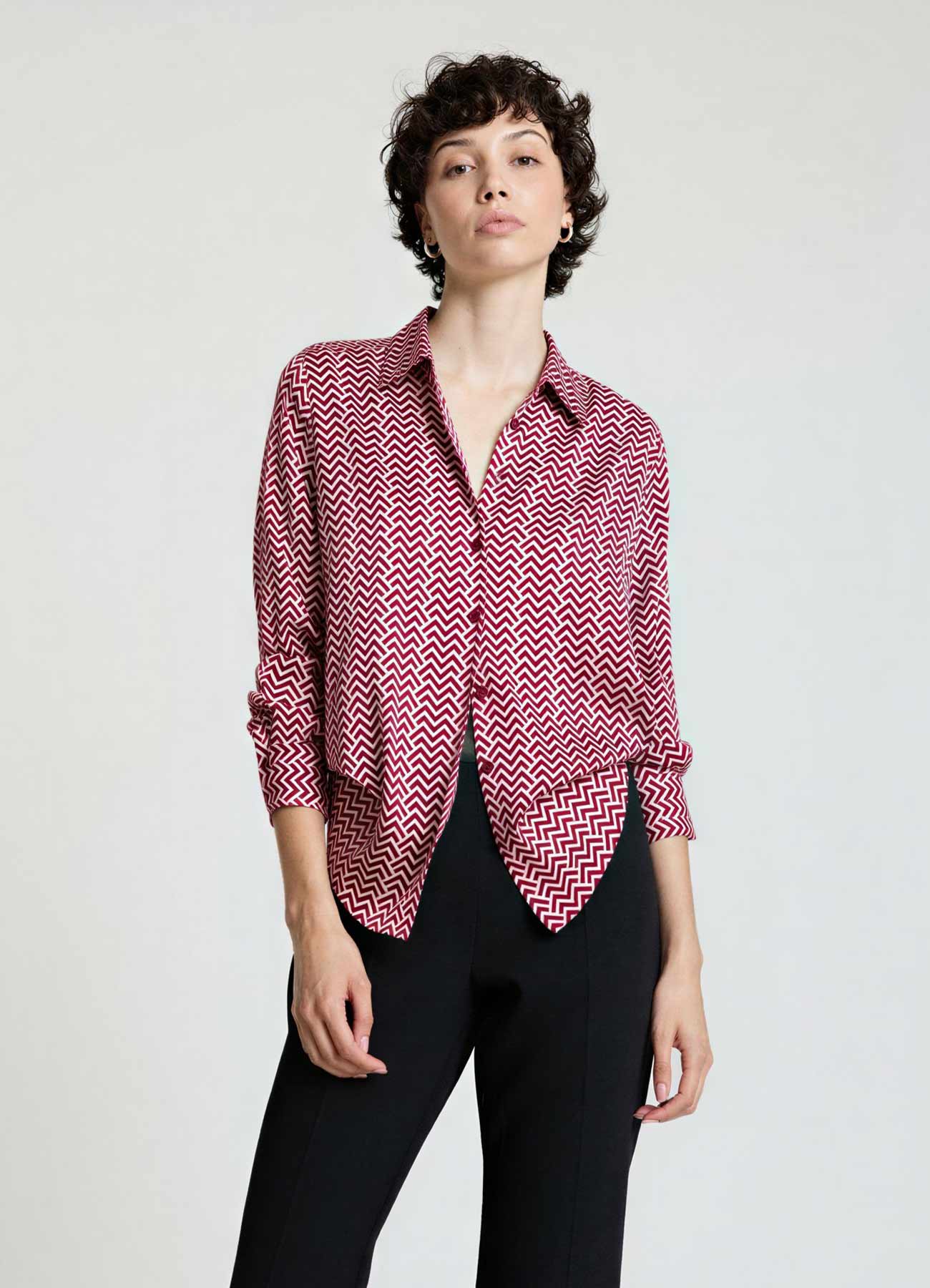 Camicia classica similsatin stampa chevron - Image 2