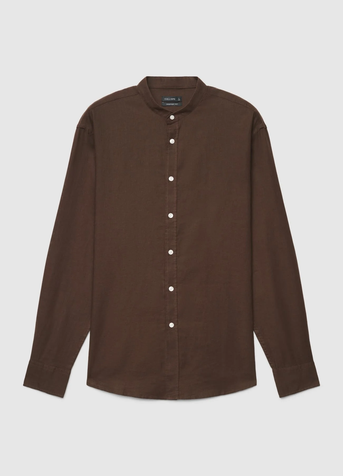 Camicia collo alla coreana misto lino