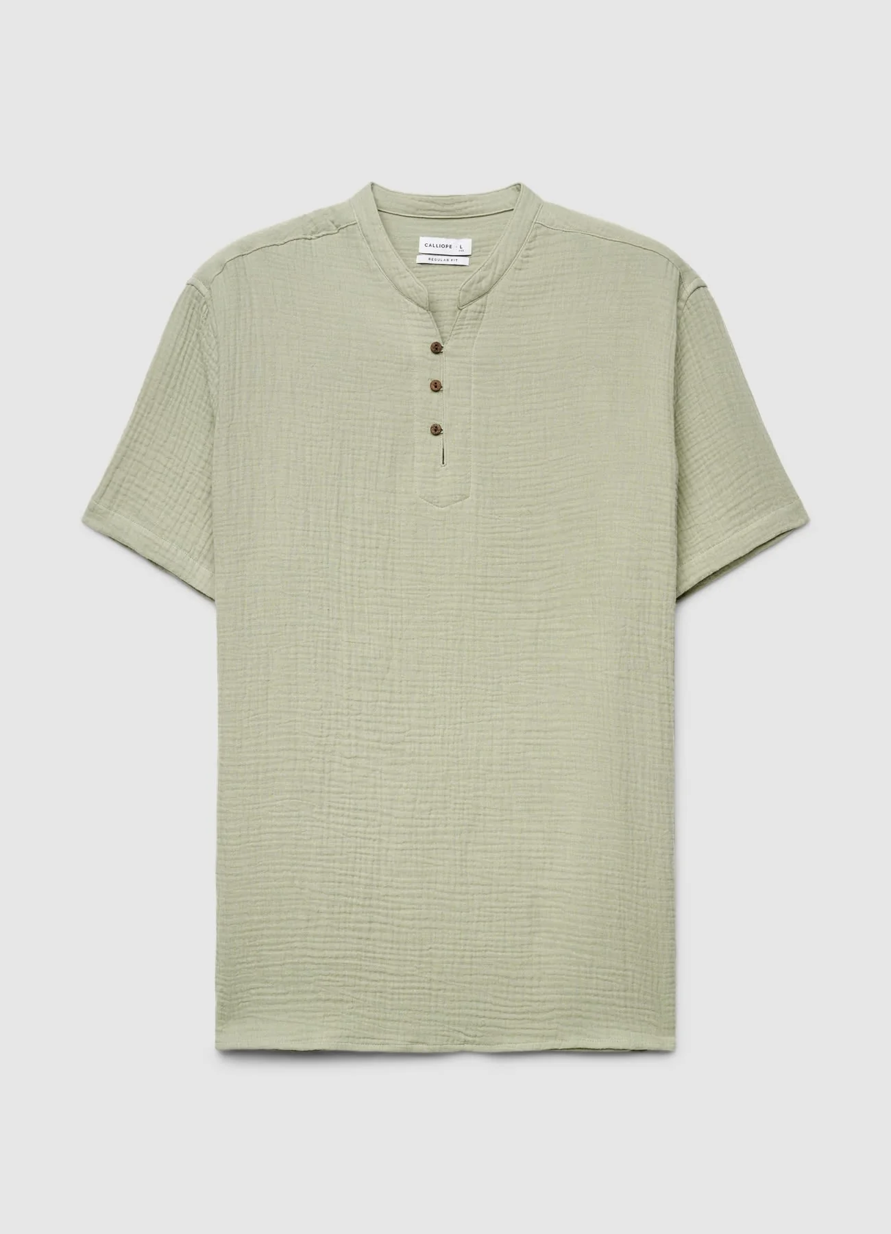 Camicia con collo alla coreana e bottoni - Image 4