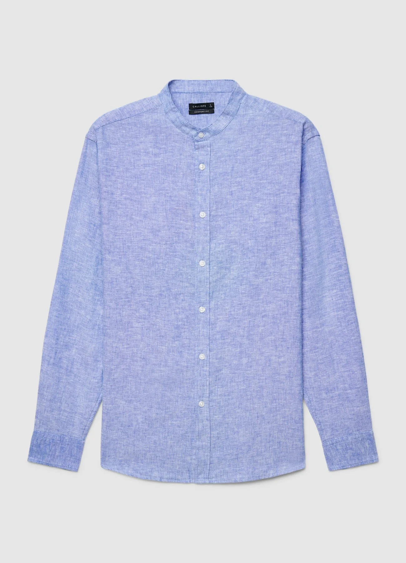 Camicia con collo coreana misto lino - Image 4
