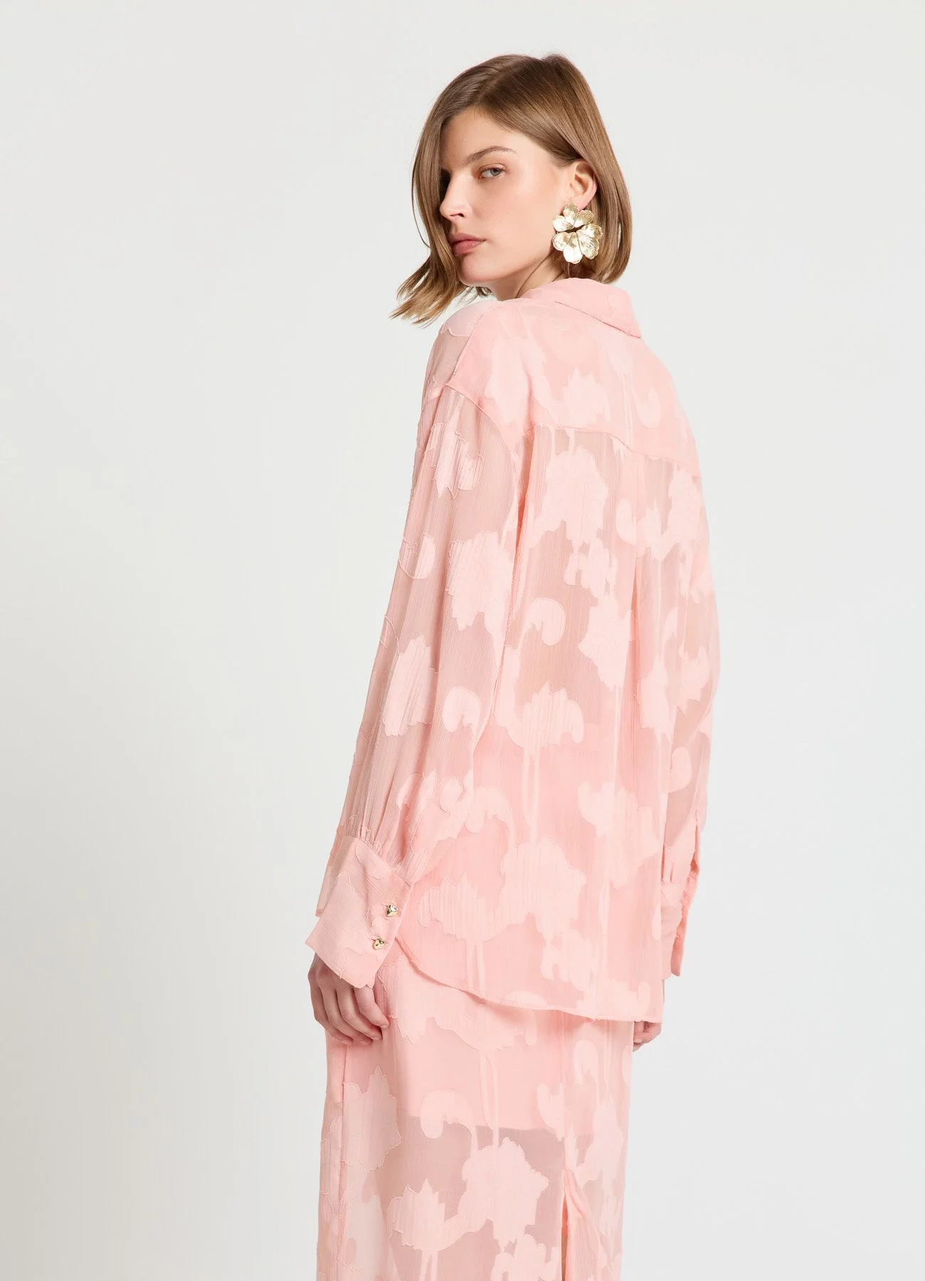 Camicia con motivo floreale devoré