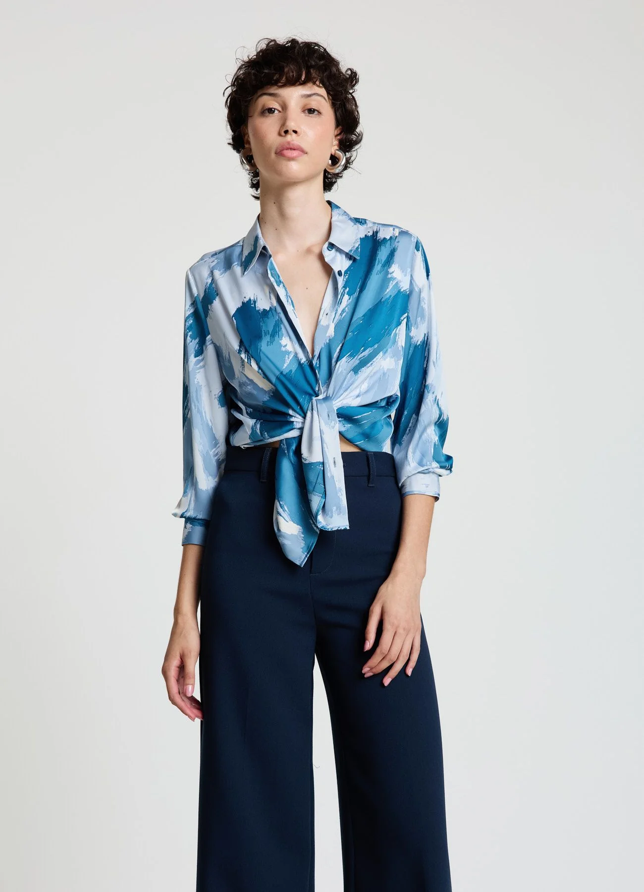 Camicia con stampa astratta similsatin - Image 3