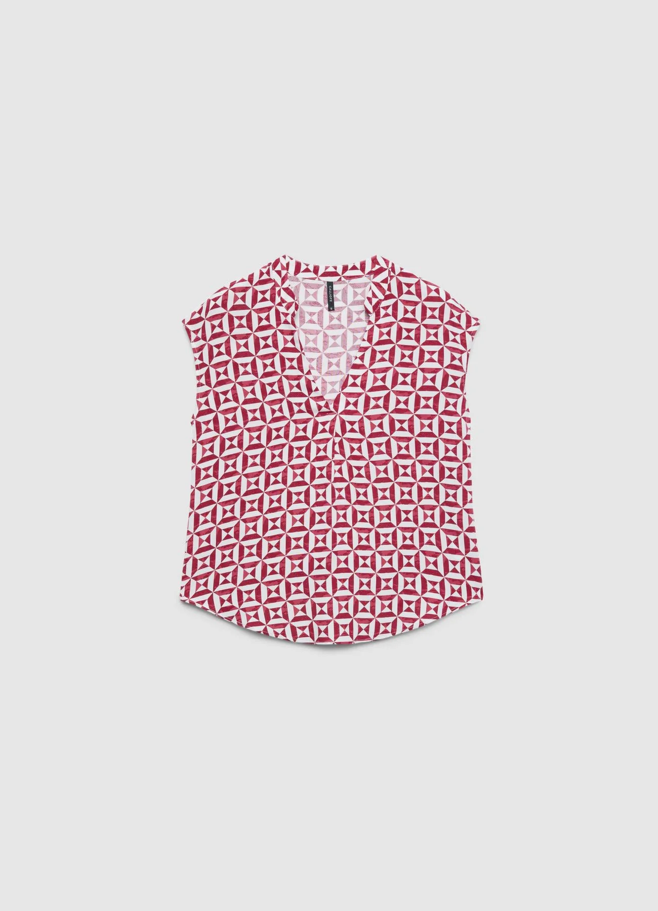 Camicia con stampa geometrica e scollo a V - Image 4