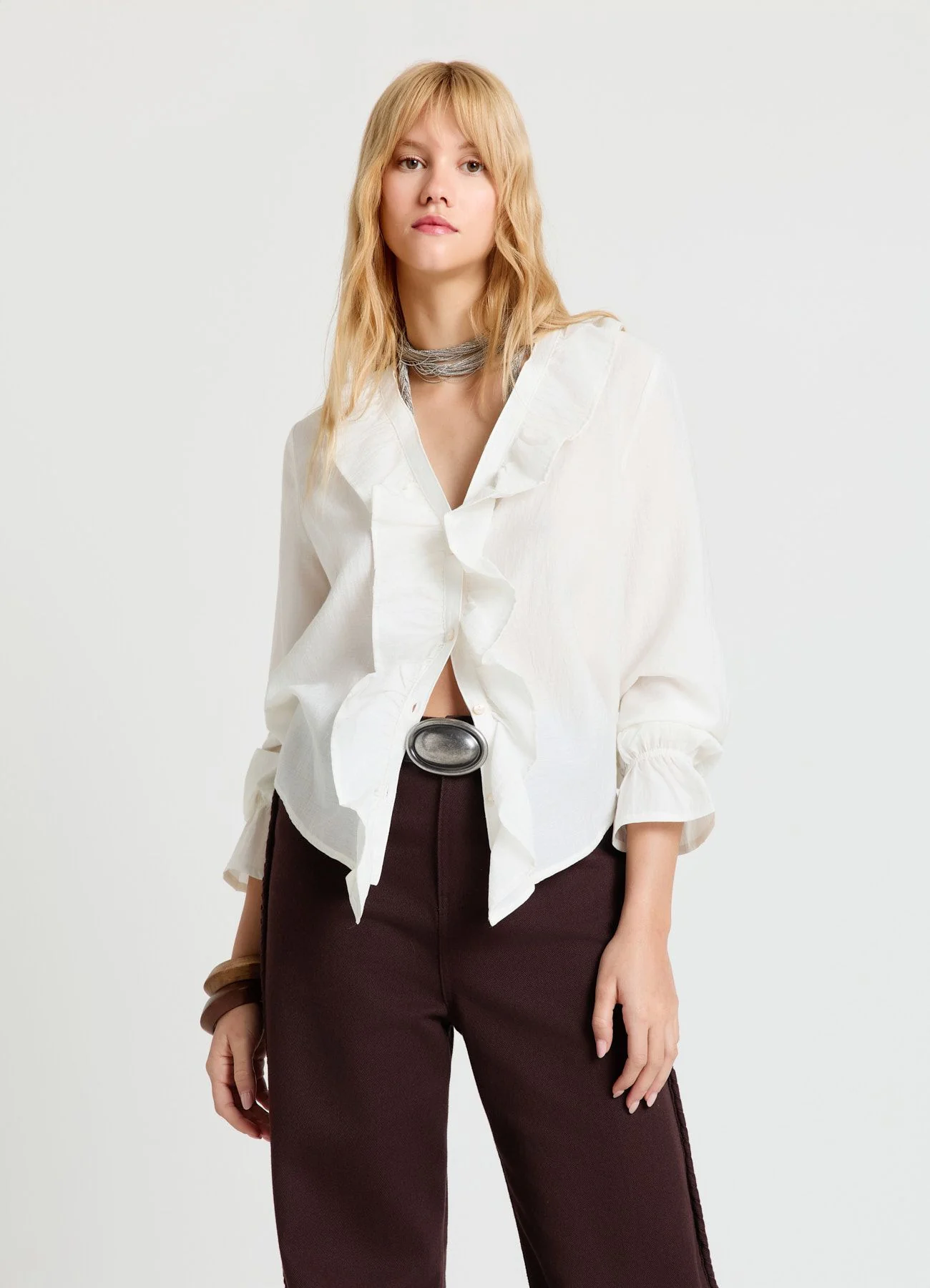 Camicia con volant e bottoni - Image 7