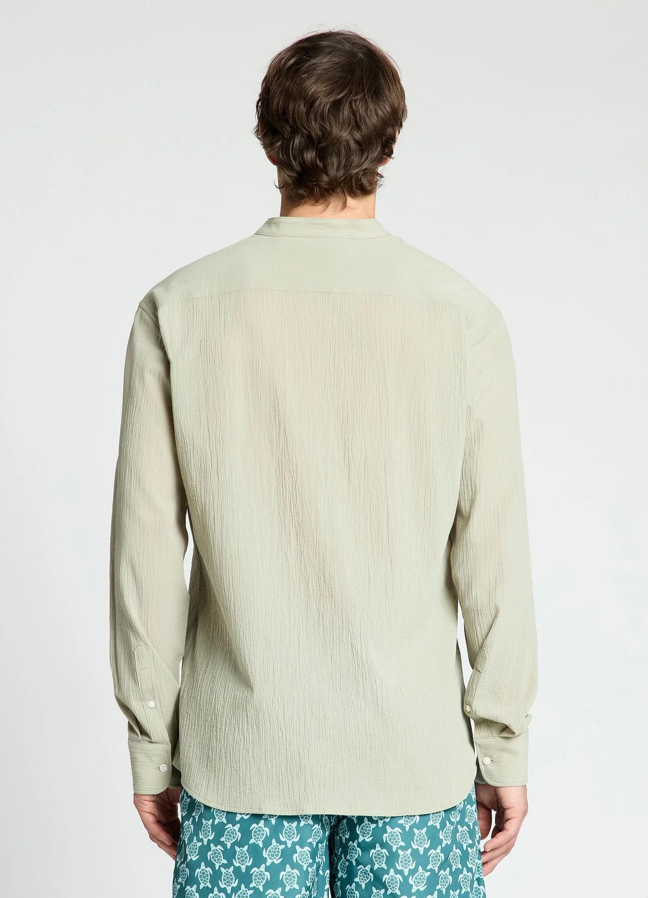 Camicia coreana a tinta unita - Image 3
