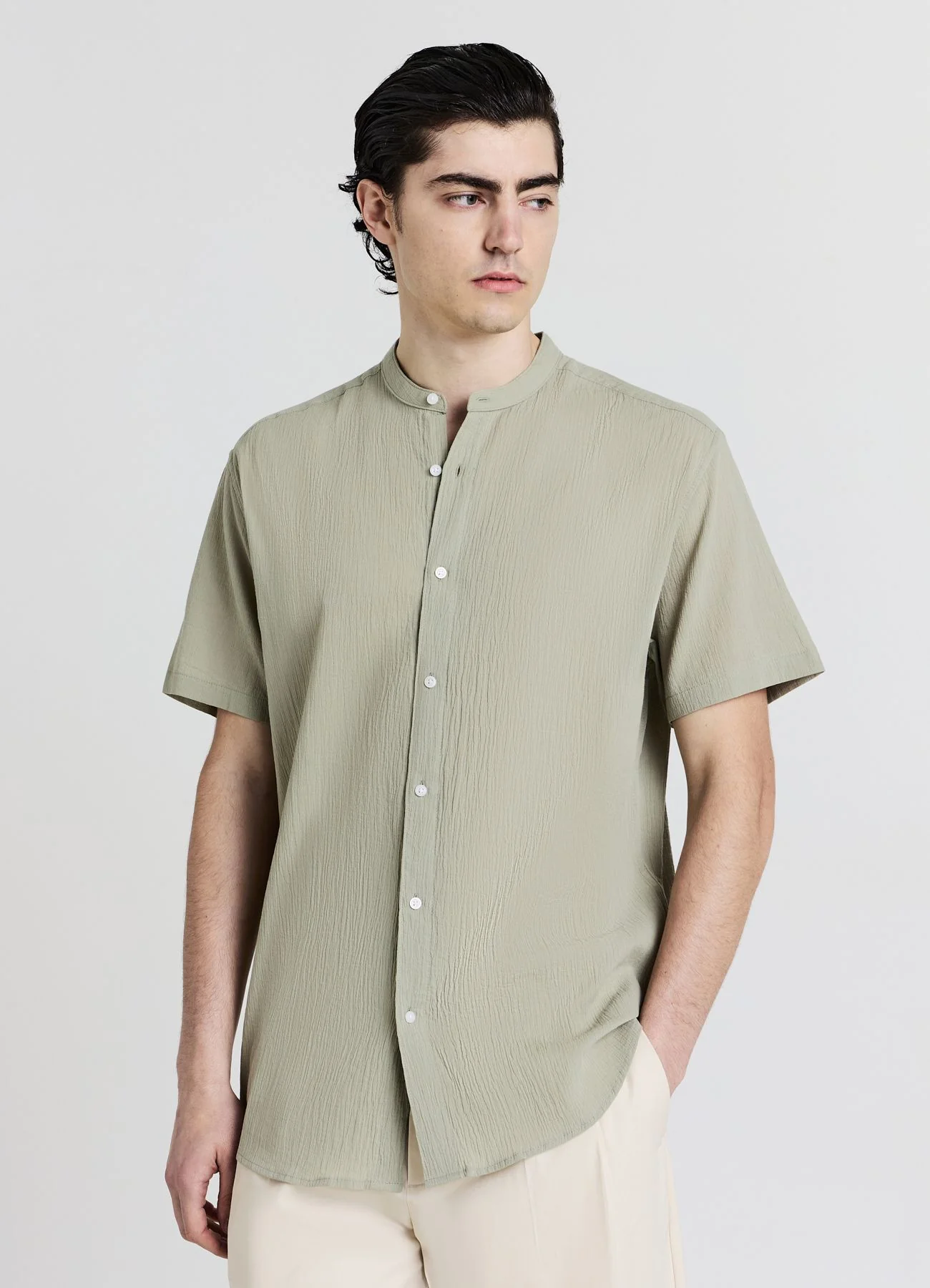 Camicia coreana cotone crinkle