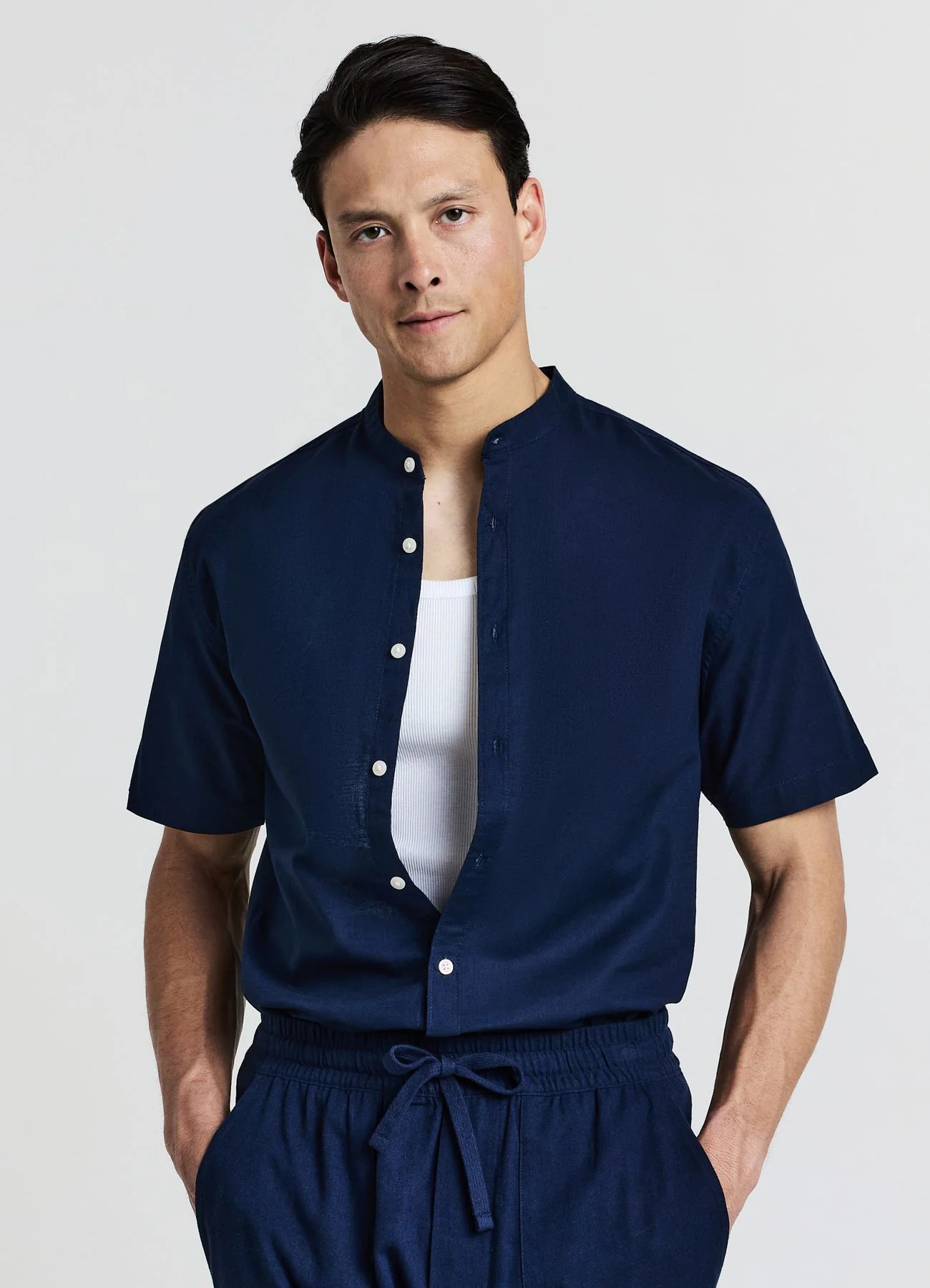 Camicia coreana misto lino - Image 7
