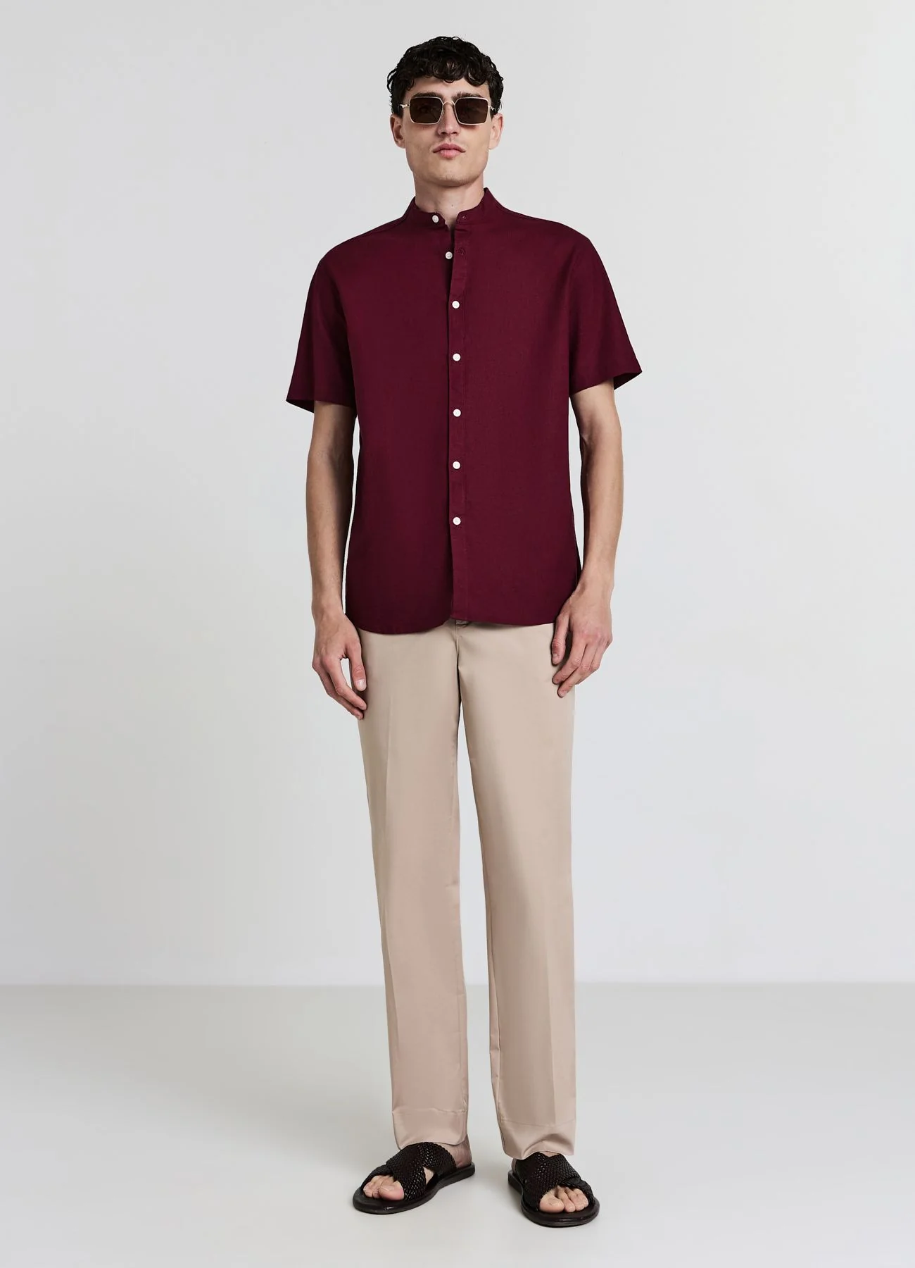 Camicia coreana misto lino - Image 2