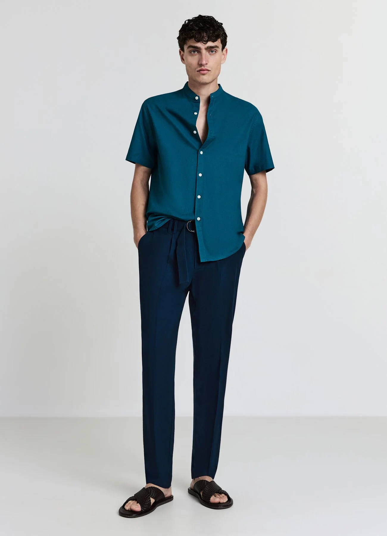 Camicia coreana misto lino - Image 2